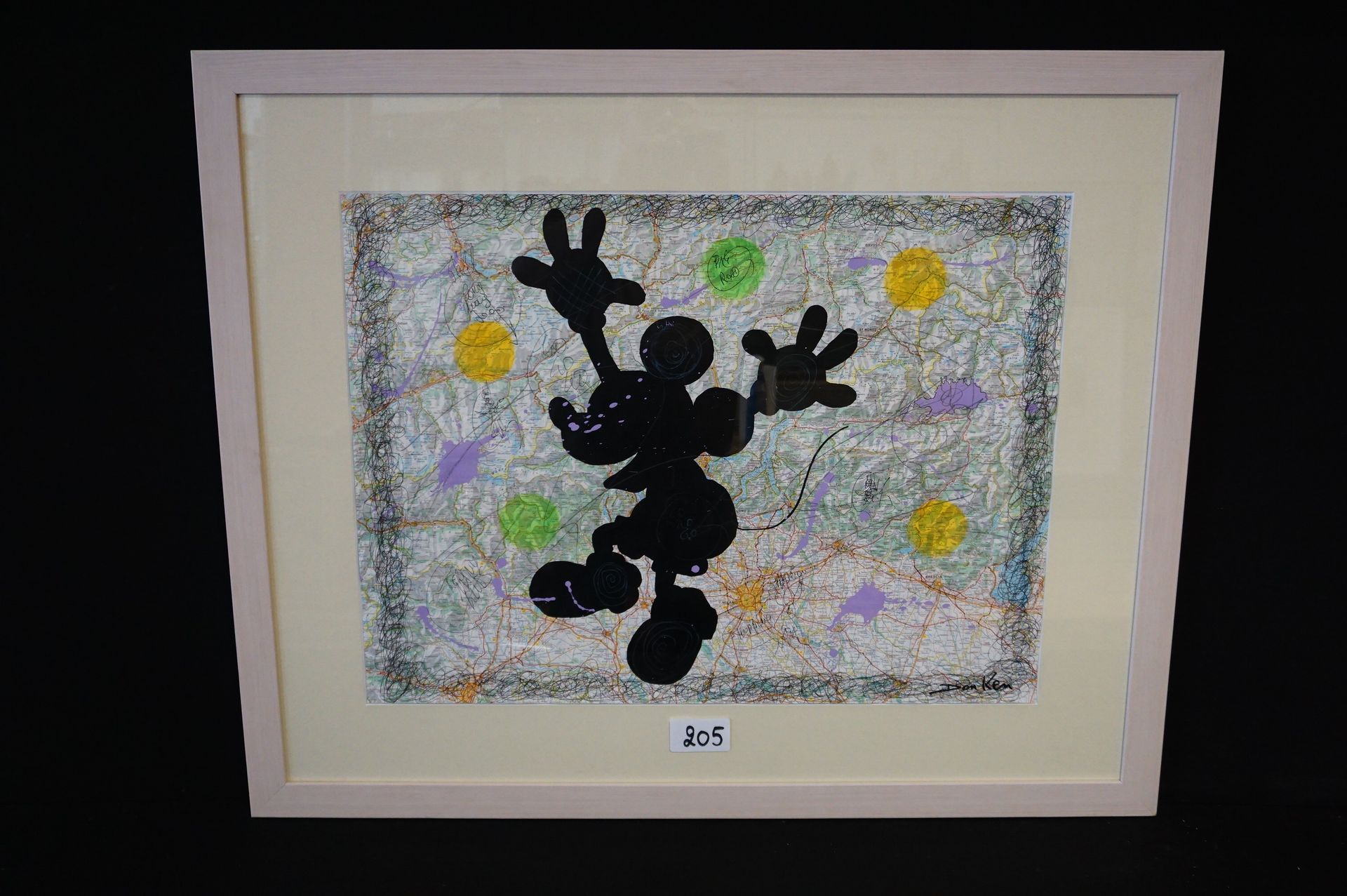 DON KEN (1956 - ) "Mickey mouse" - Acrylic on paper - Signed - 54 x 72 cm