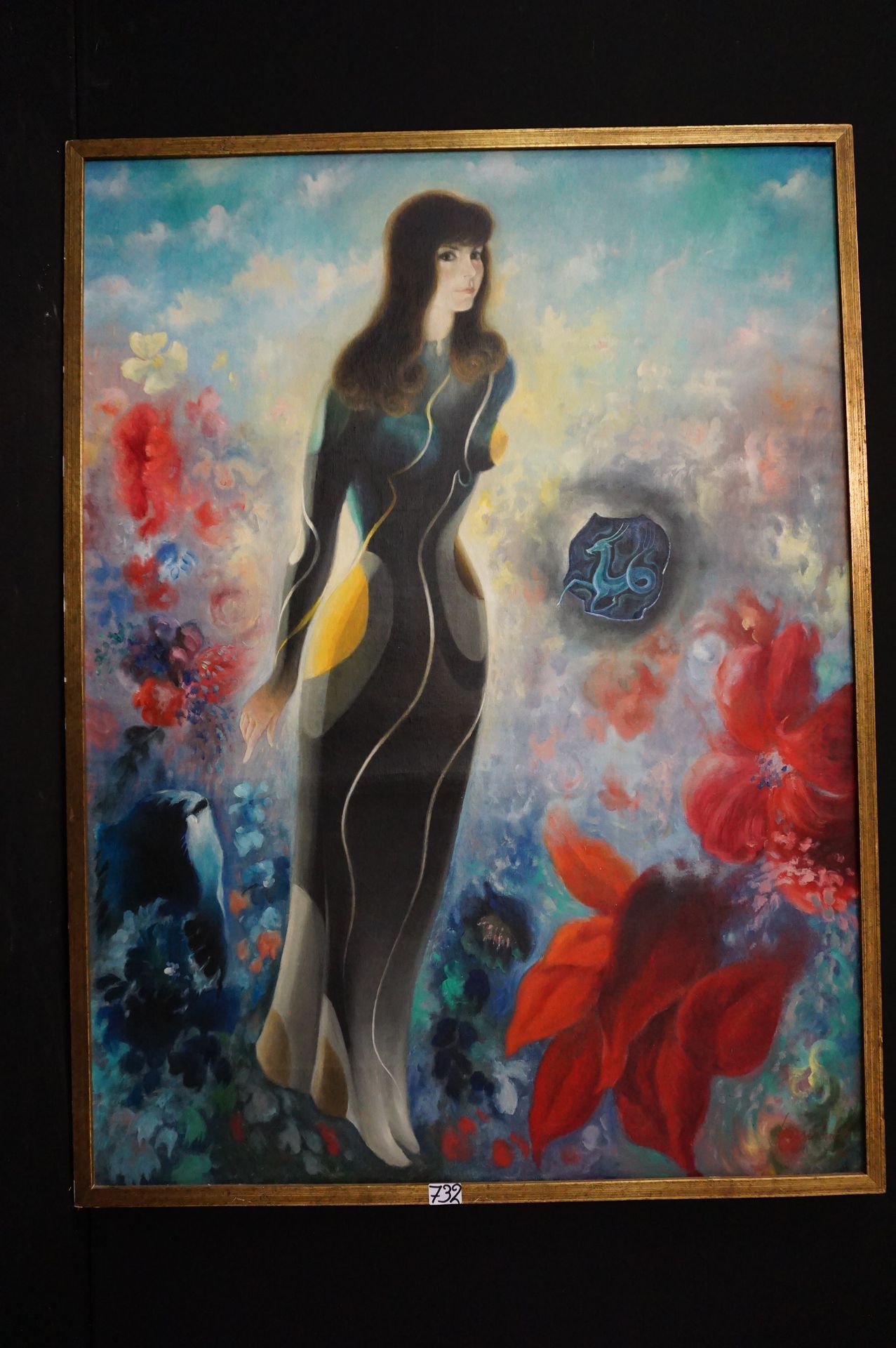 FRANCINEY "Giovane donna" - Olio su tela - Firmato - 130 x 97 cm