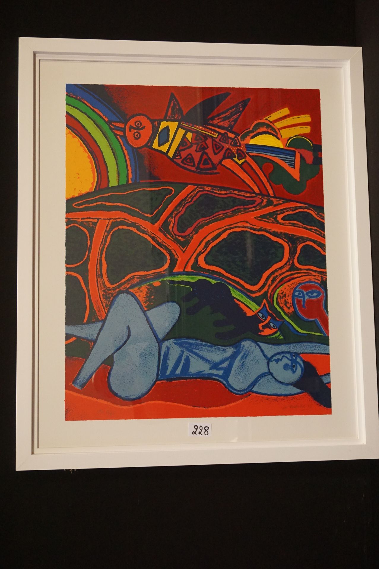 CORNEILLE (1922 - 2010) "Grand terre à l'arc en ciel" - 大幅石版画 - 签名并注明日期1995 - Ep&hellip;