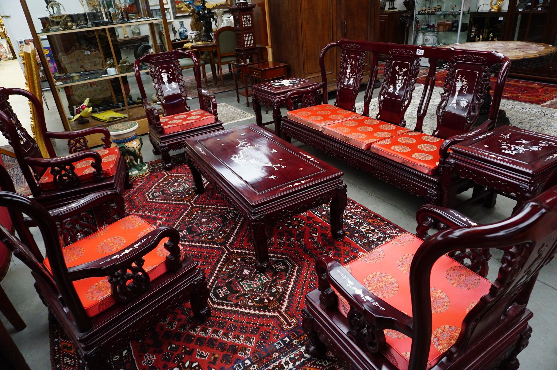 Null Hermoso conjunto de salón chino que consta de 8 piezas - 1 sofá, 4 sillones&hellip;