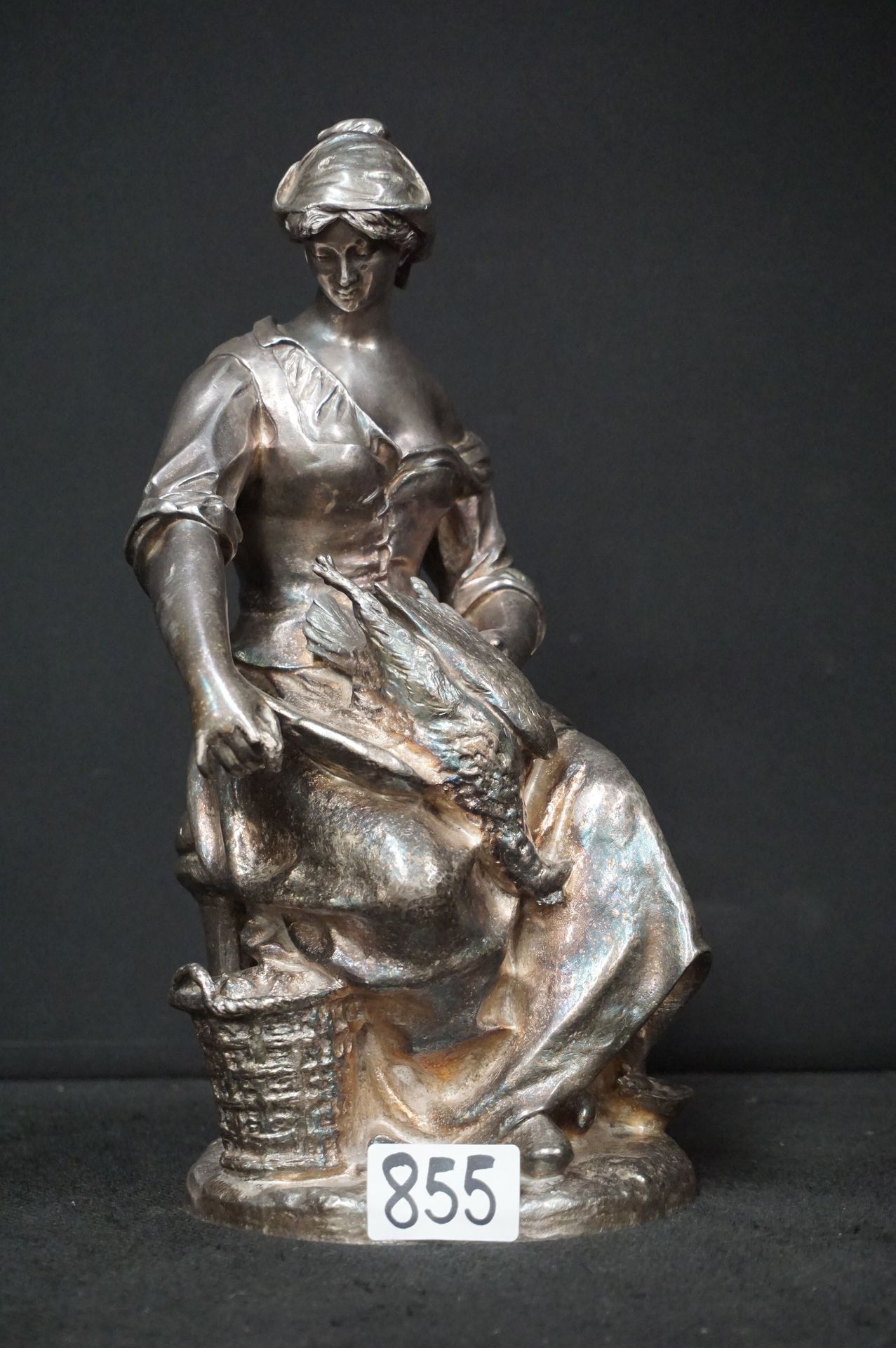 ERNEST DAME (1845 - 1920) "Le plumage du gibier" - sculpture en bronze à patine &hellip;