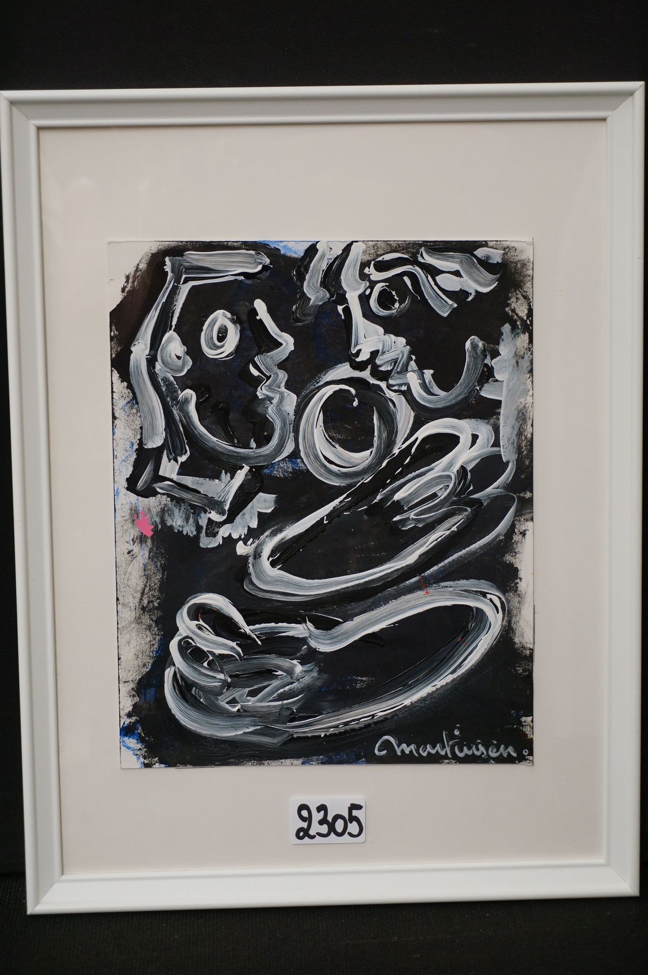 LUC MARTINSEN (1951 - ) "Composition moderne" - Acrylique - Signé - 27 x 22 cm