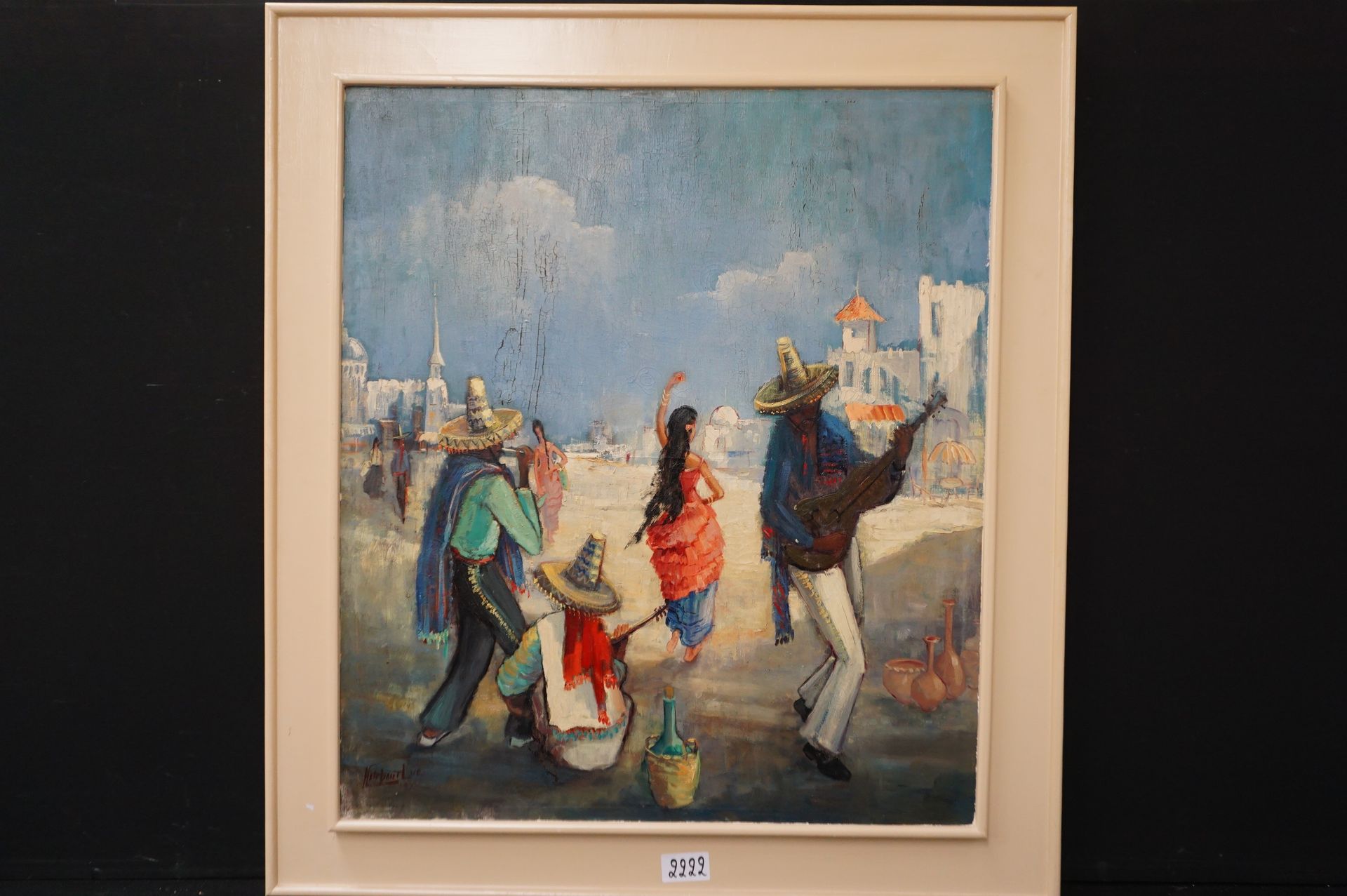 LUC HEIRBAUT (1919 - 2014) "墨西哥音乐家" - 布面油画 - 已签名 - 96 x 84 cm