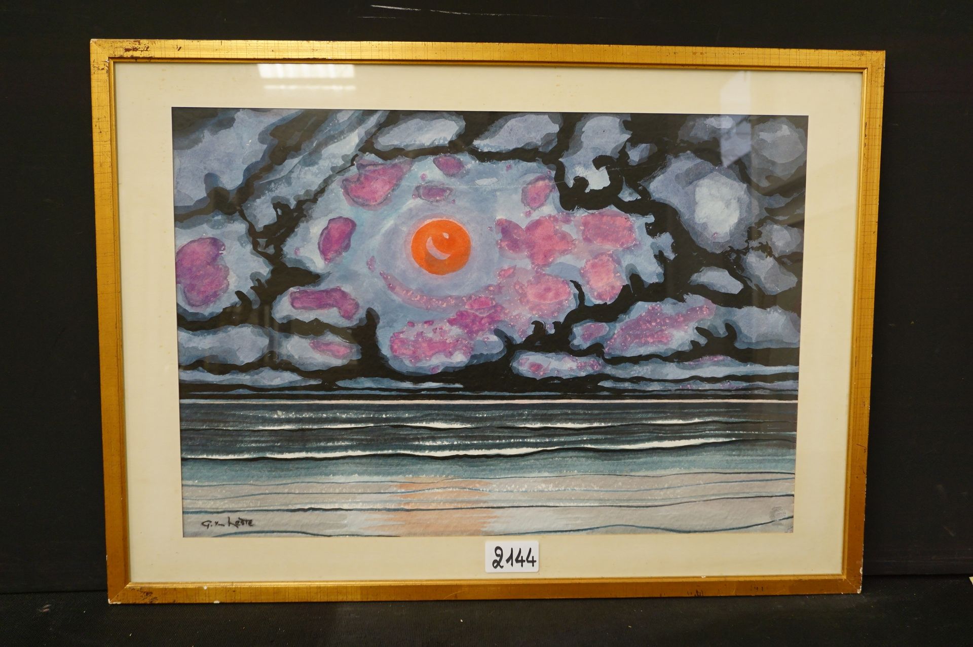 GEORGES VAN HESTE (1909 - 1996) "大海和海滩景色" - 水彩画 - 已签名 - 50 x 72 cm
