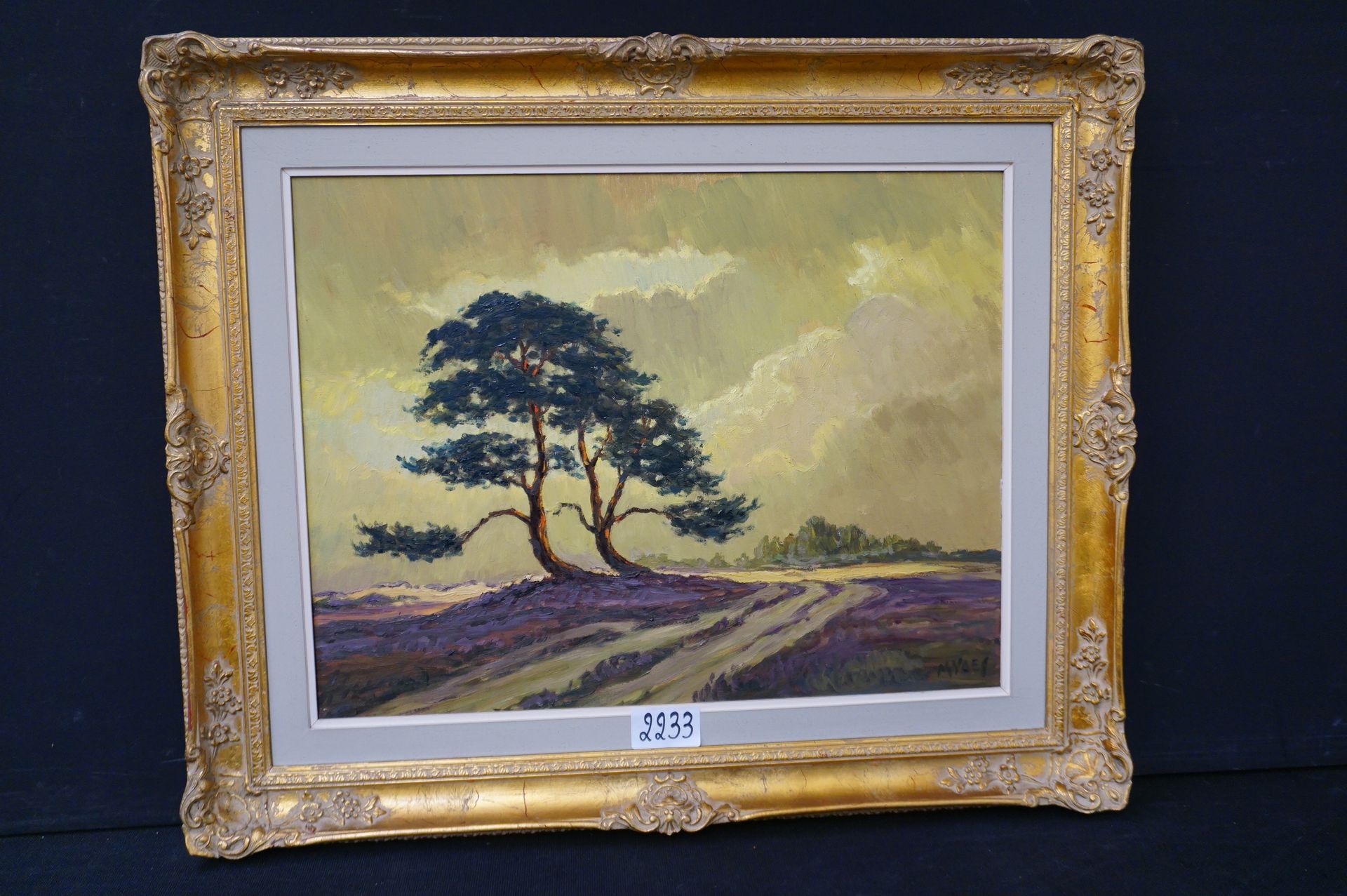 M. VAES "Paesaggio di brughiera" - Olio su tela - Firmato - 50 x 65 cm