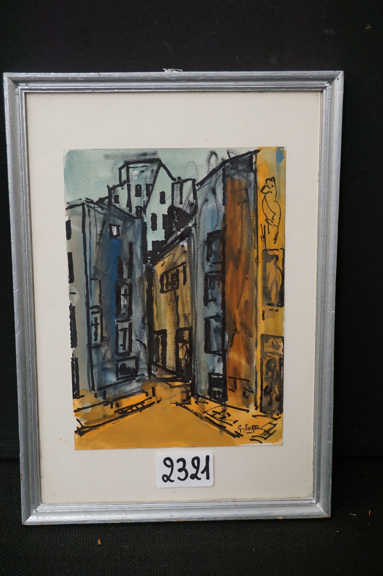 GUSTAAF SOREL (1905 - 1981) "外墙" - 水彩画 - 已签名 - 21 x 14 cm