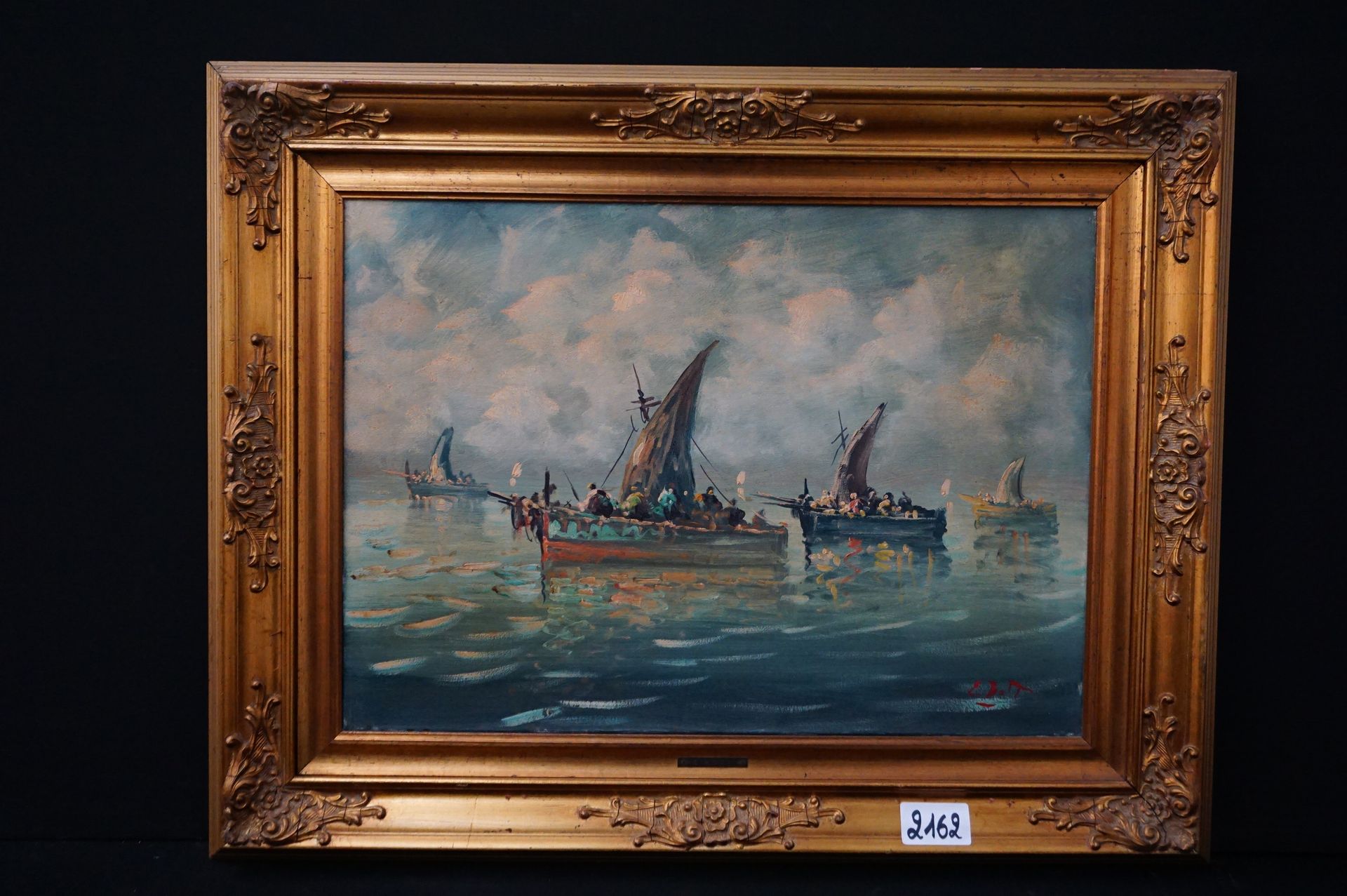 E. BOTT "Marine" - Huile sur toile - Signé - 50 x 70 cm
