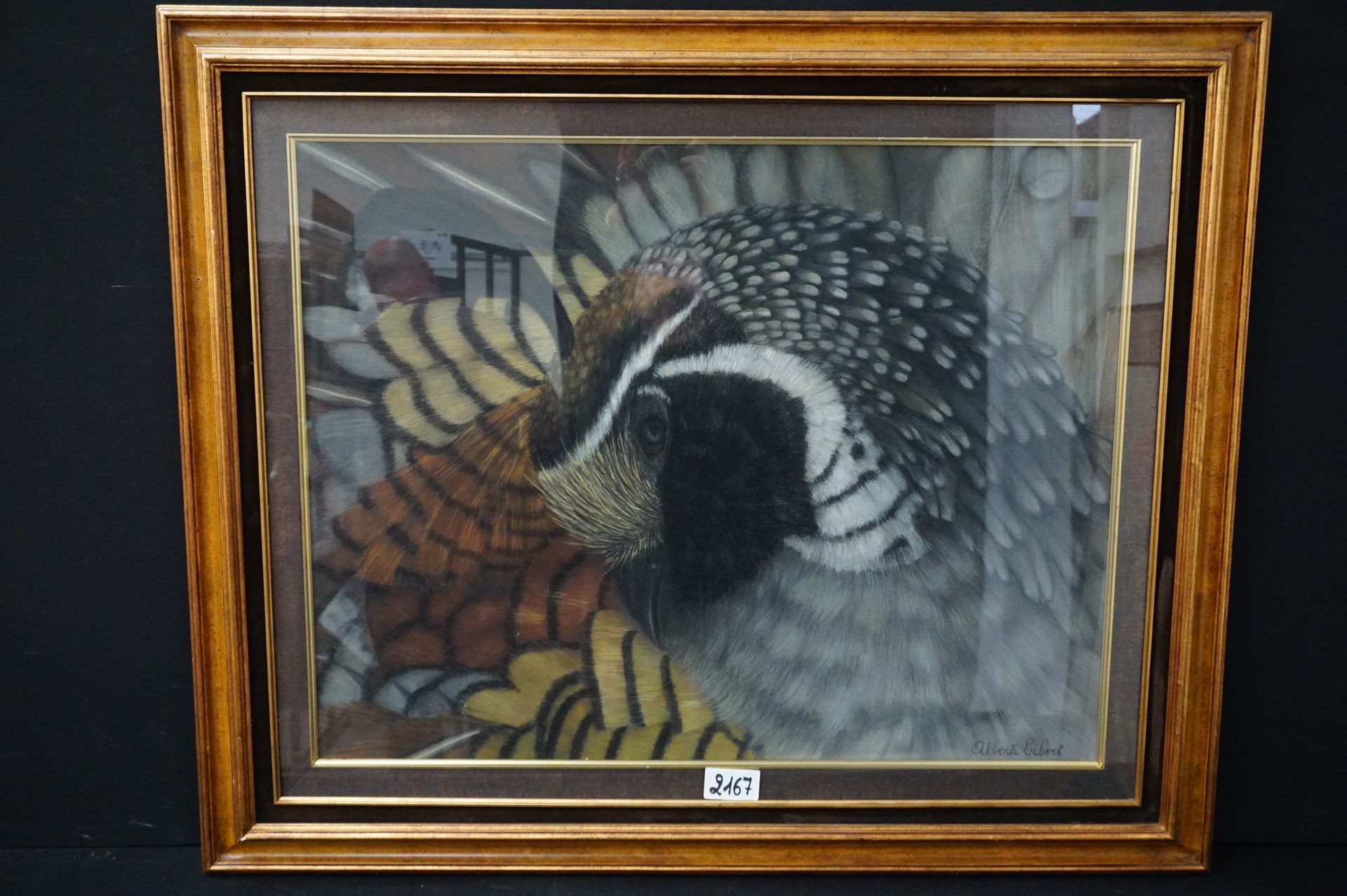 ALBERTE LIBERT (1915 - 1997) "Pheasant" - Mixed media on panel - Signed - 70 x 9&hellip;