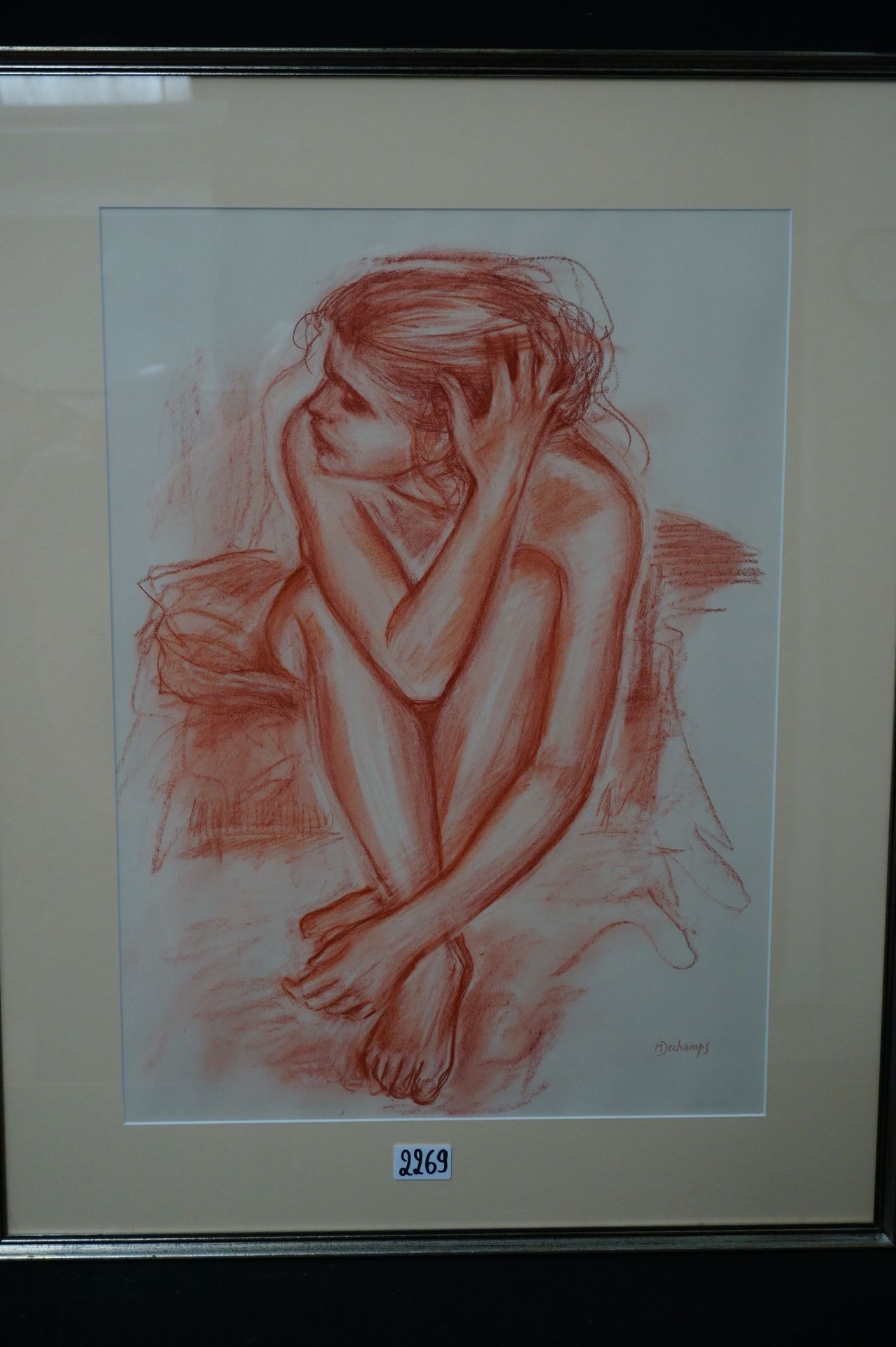 M. DESCHAMPS "Ballerina" - Sanguine - Drawn - 61 x 44 cm