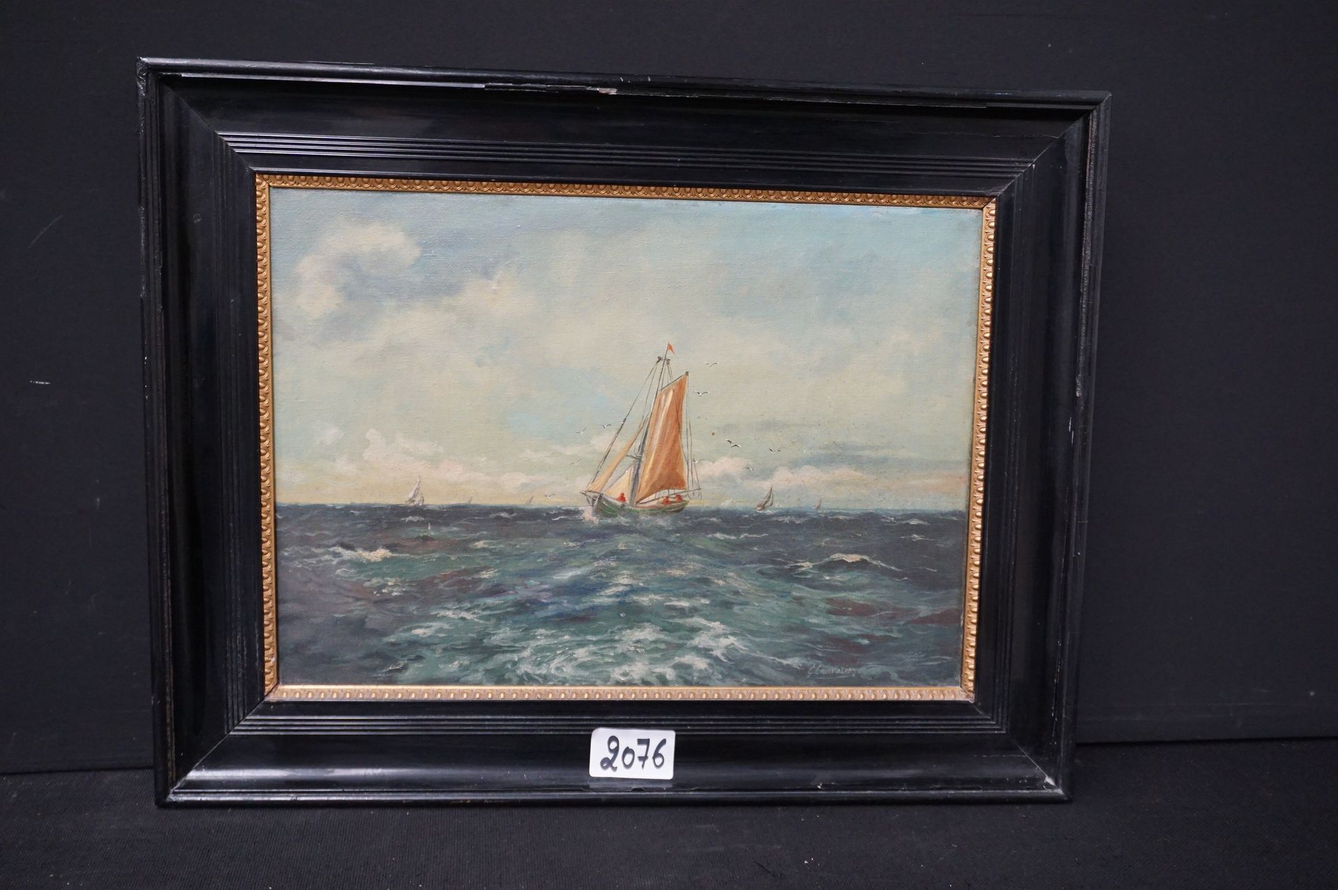 Null Tableau - "Marine" - Huile sur toile - Signé - 38 x 53 cm