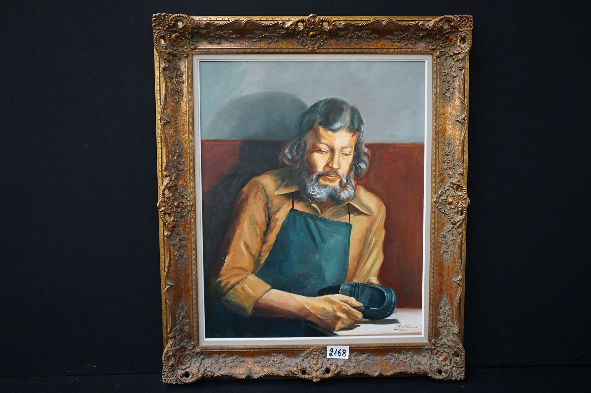 Null "El zapatero" - Óleo sobre lienzo - Firmado - 81 x 65 cm