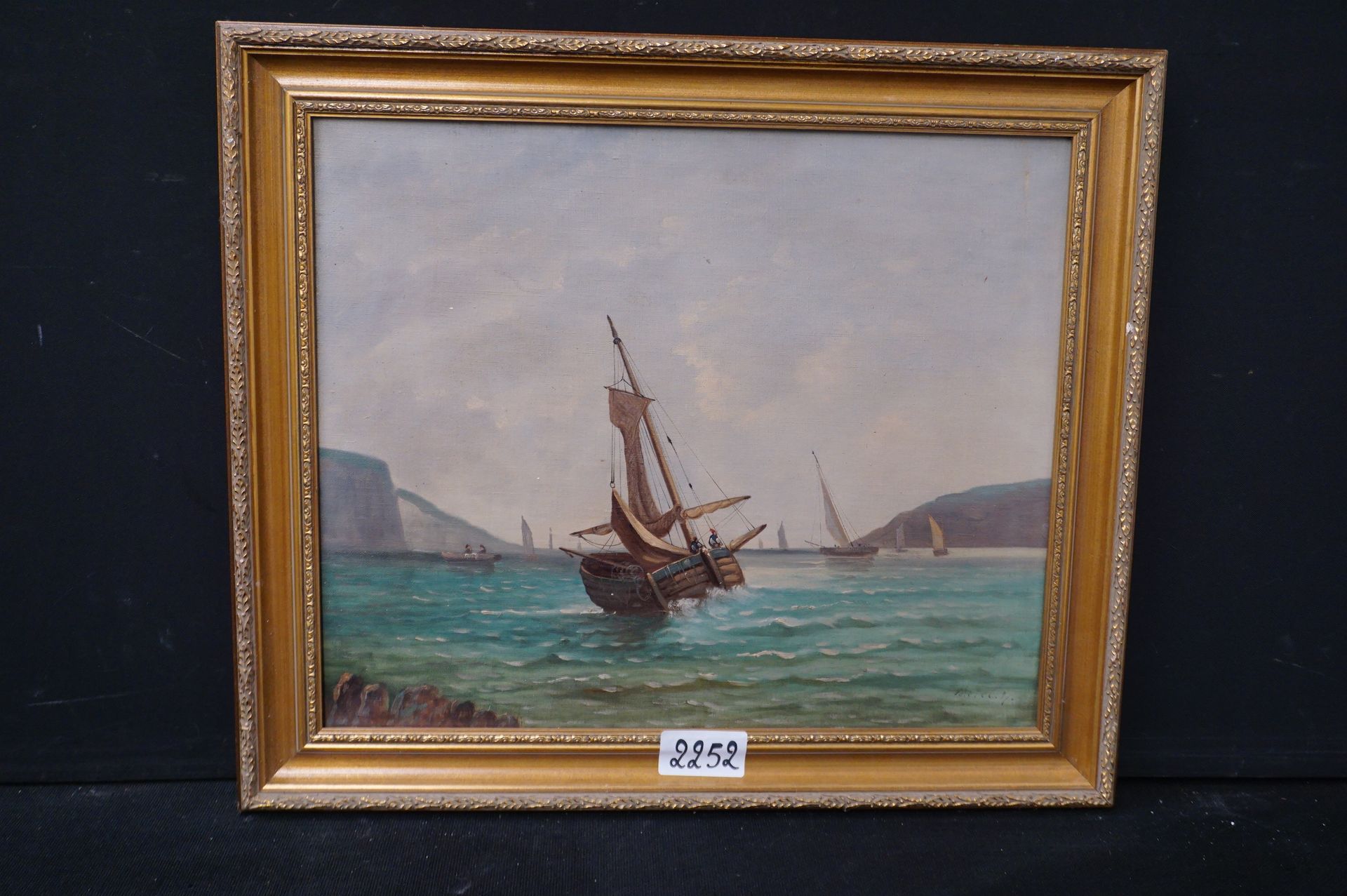 Null Tableau - "Marine" - Huile sur toile - Signé - 46 x 55 cm