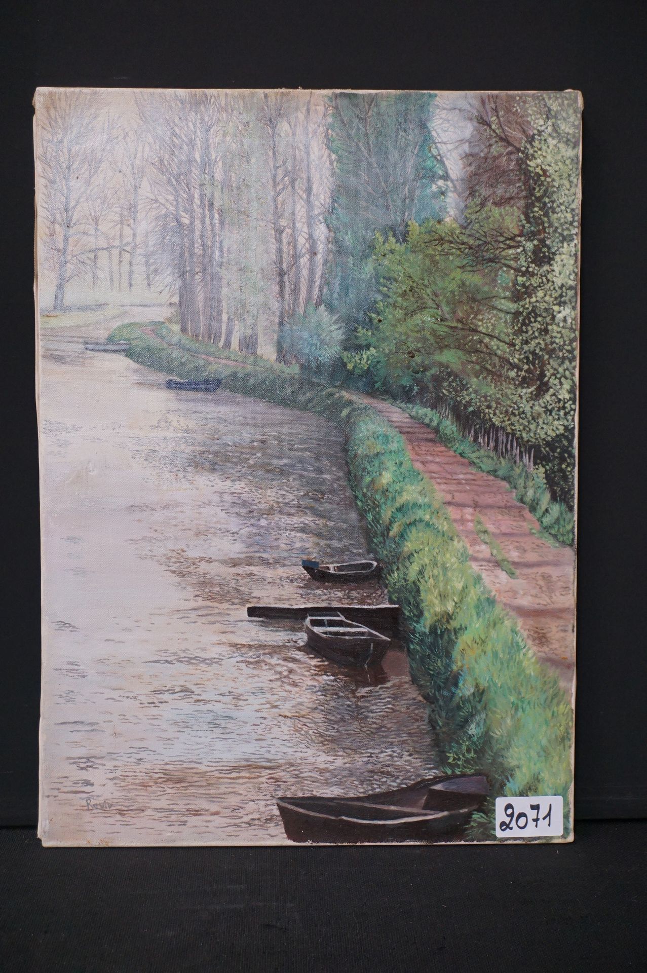 YANON DAVID "Boote am Ufer" - Öl auf Leinwand - Signiert - 70 x 50 cm