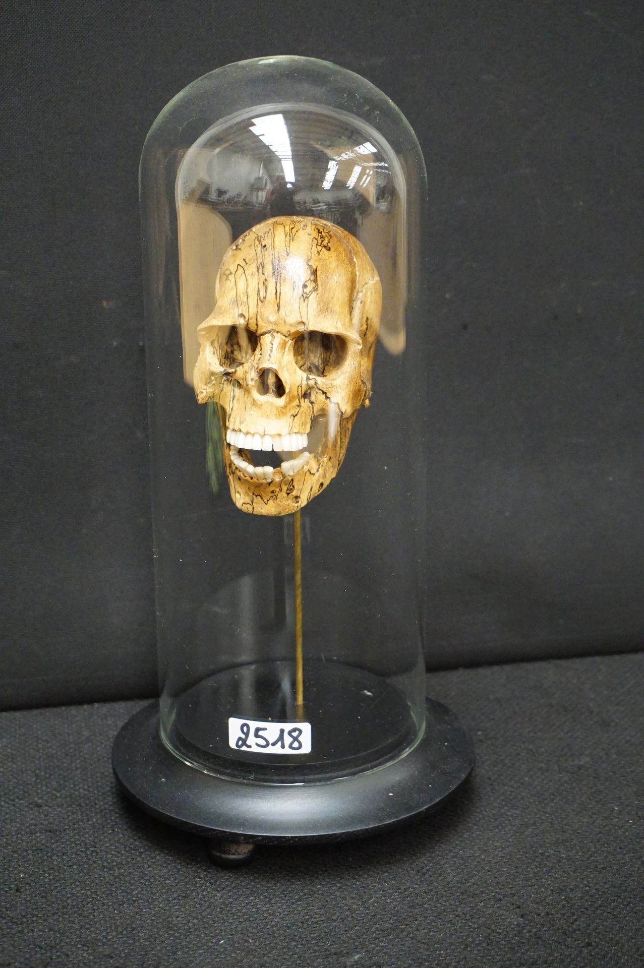 Memento Mori 
Globe "MEMENTO MORI" - "Crâne" - Bois sculpté - Hauteur globe : 30&hellip;