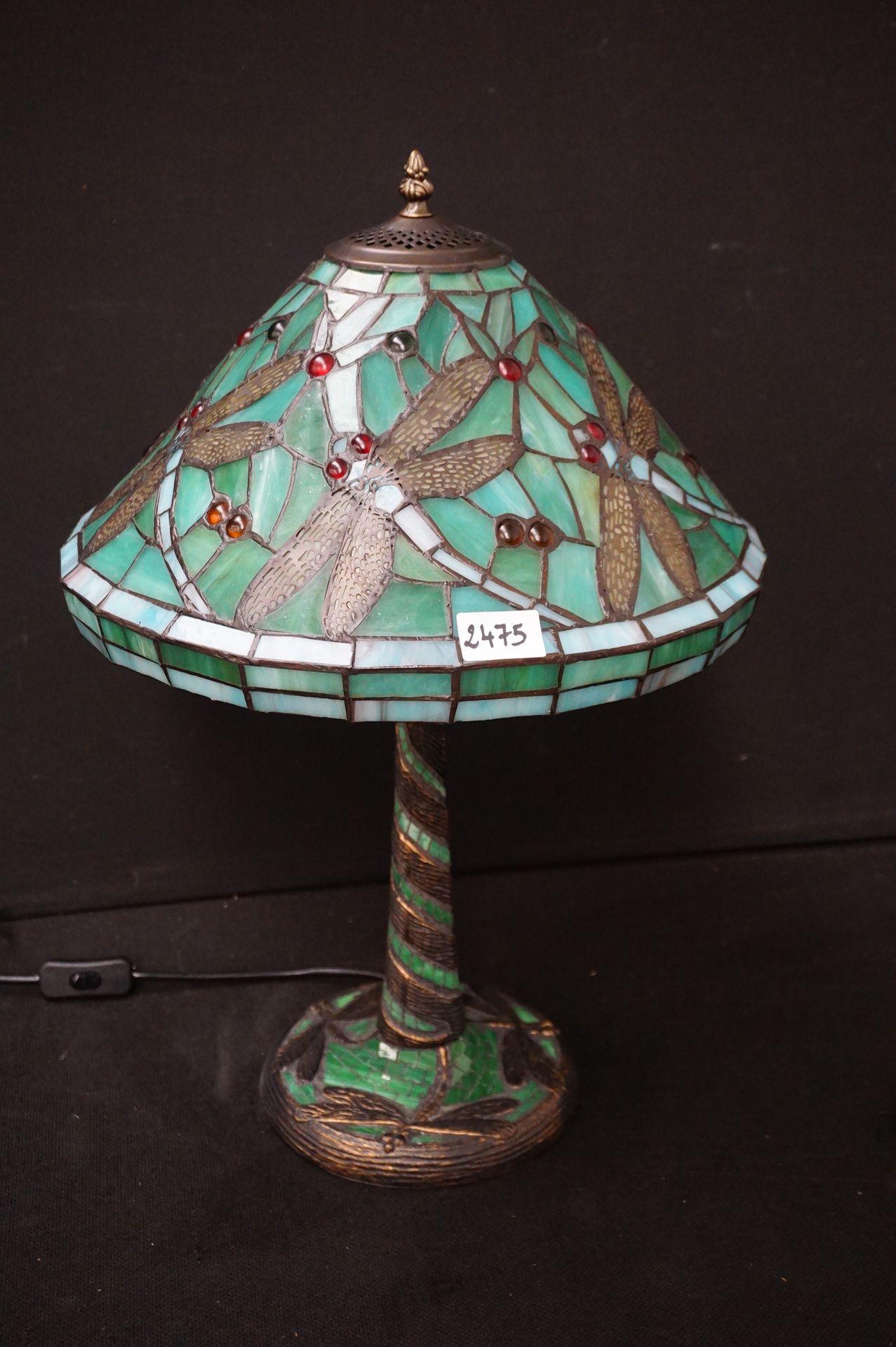 Lampe décorative de style Tiffany - Décorée de libellules - H : 50 cm
