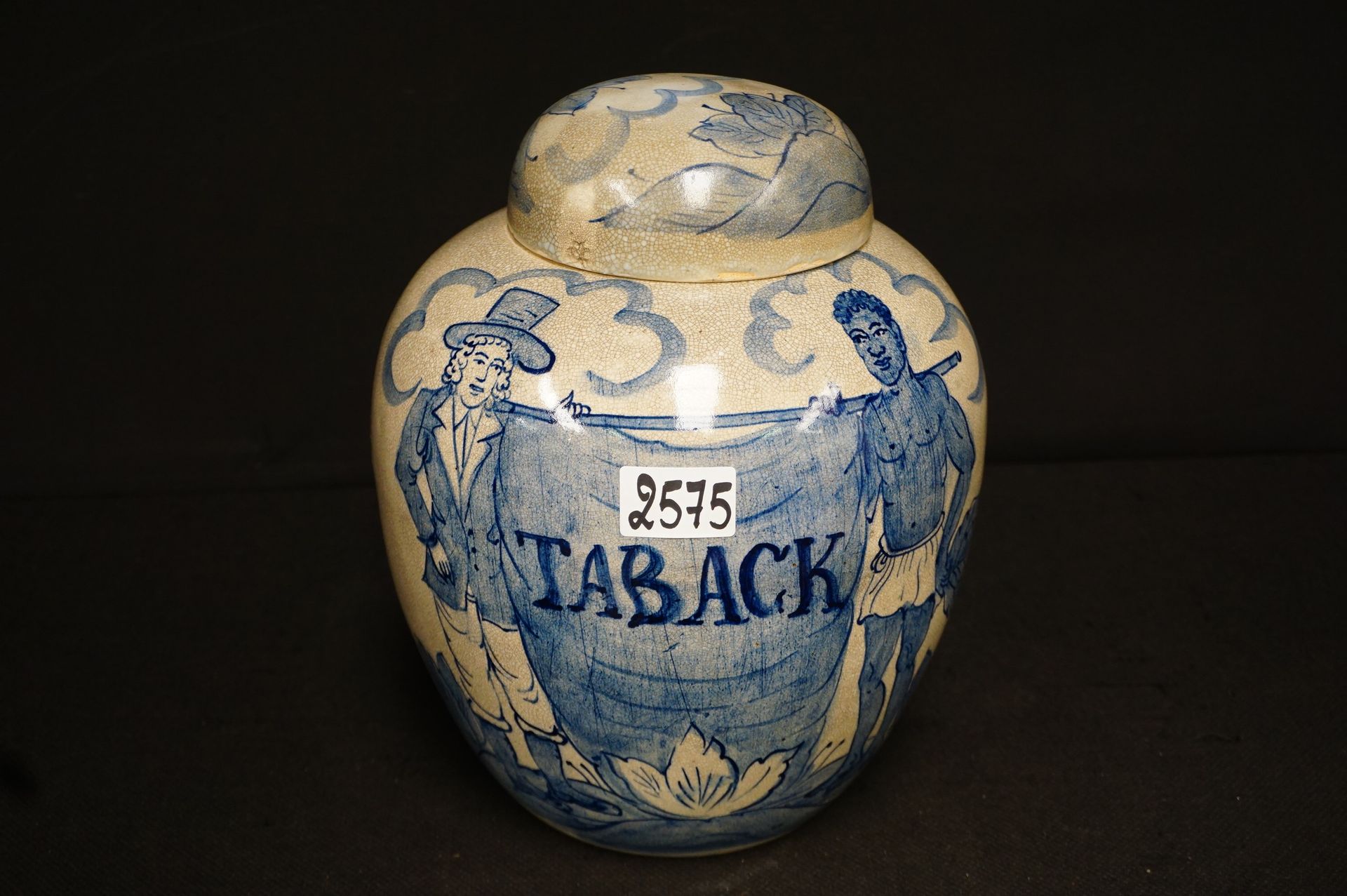 Pot à tabac - Inscription "TABACK" - H : 30 cm