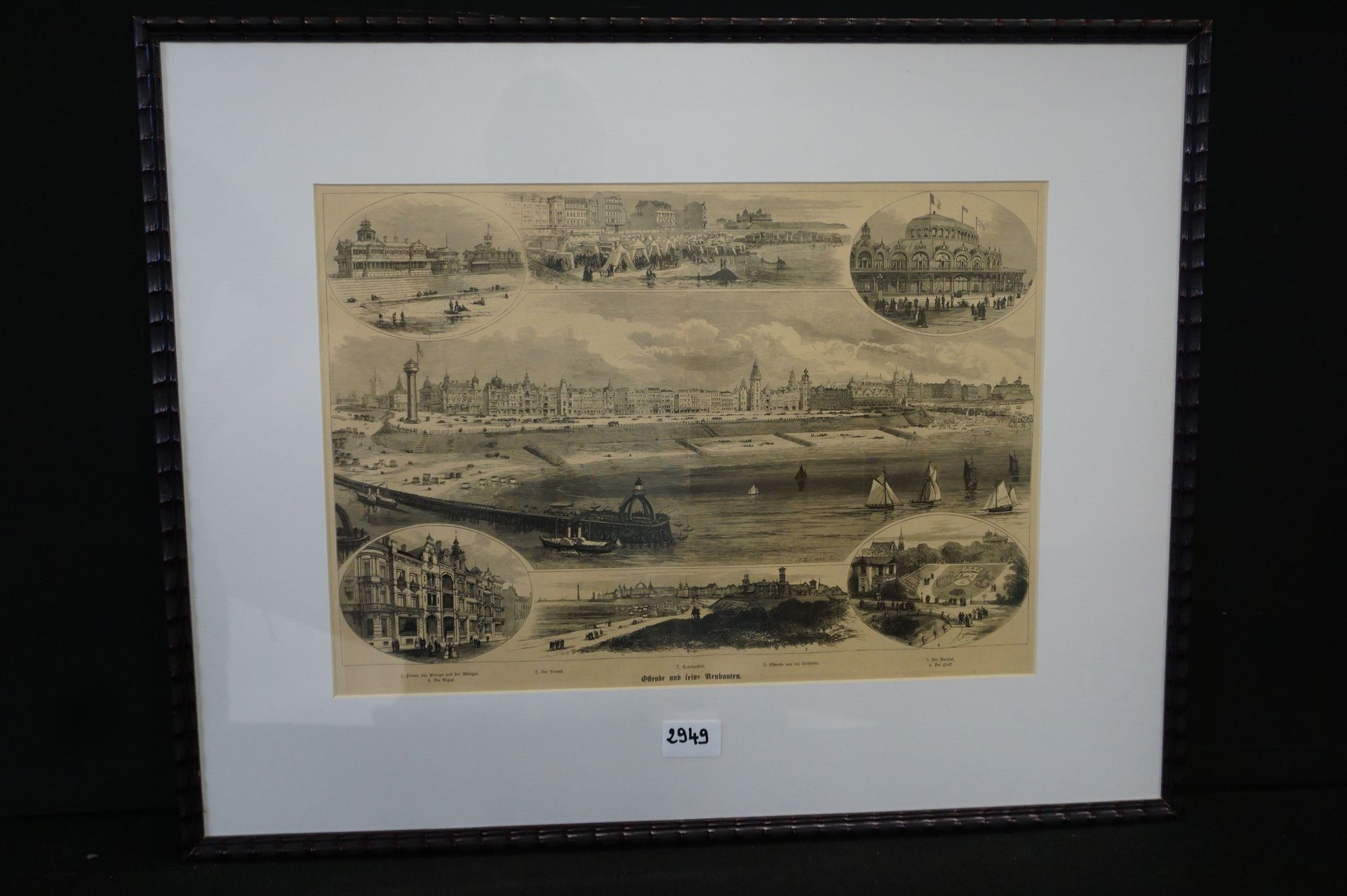 Null Old German engraving of Ostend - 31 x 46 cm