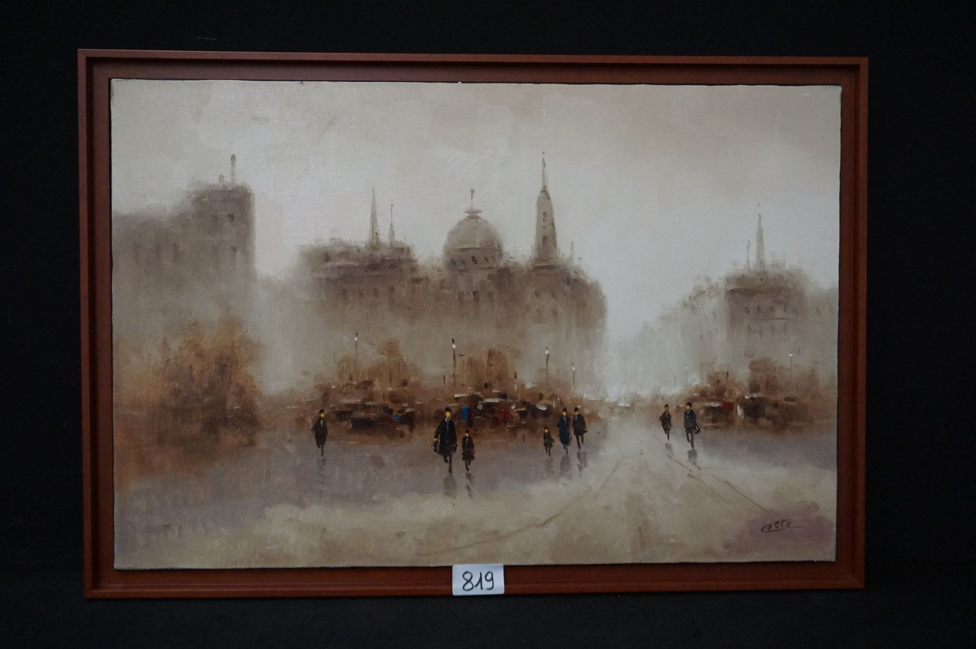 COSTA "Boulevard Parisien dans le brouillard" - Huile sur toile - Signée - 60 x &hellip;