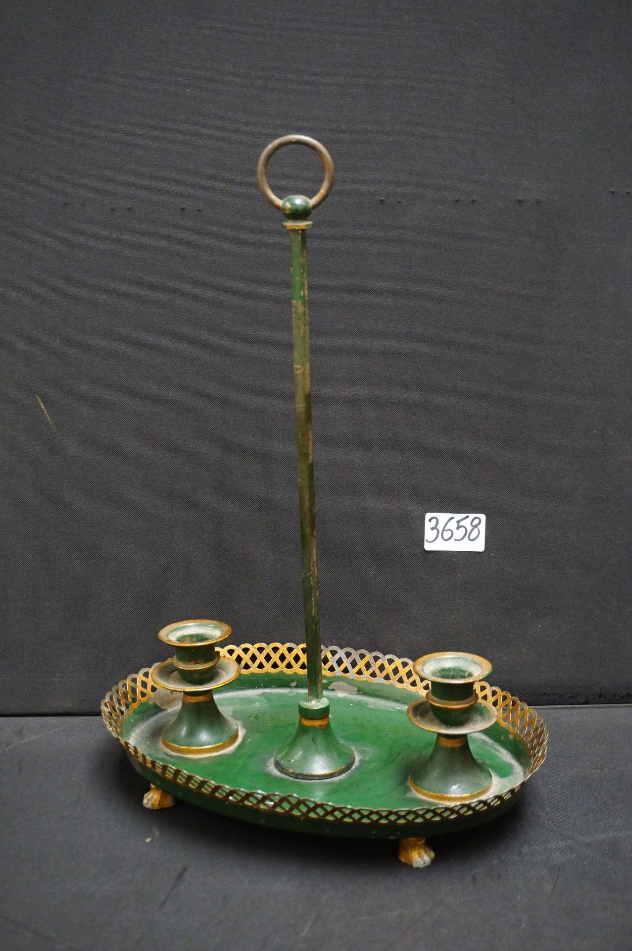 Null 古董金属烛台 - 约1900年 - 帝国风格 - 高：40厘米