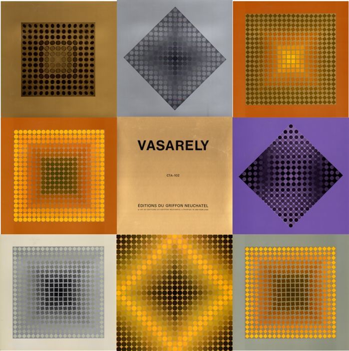 Null Vasarely/Portfolio "CTA-102" published in 1971. Contains 10 lithos. TBE+. 2&hellip;