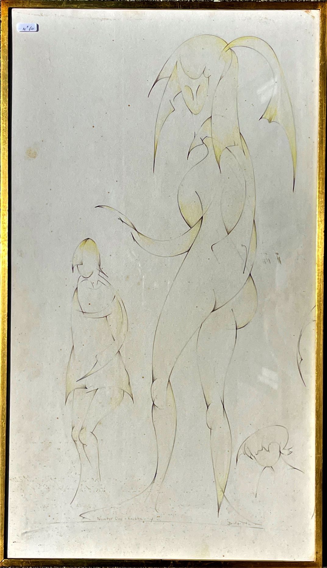 Null 德尔波特-查尔斯/原创作品 "一号 "描绘了一位母亲和她的孩子。 在Knokke 1967年签名并注明日期。 石墨和彩色铅笔。 纸张上有污渍的BE。 &hellip;