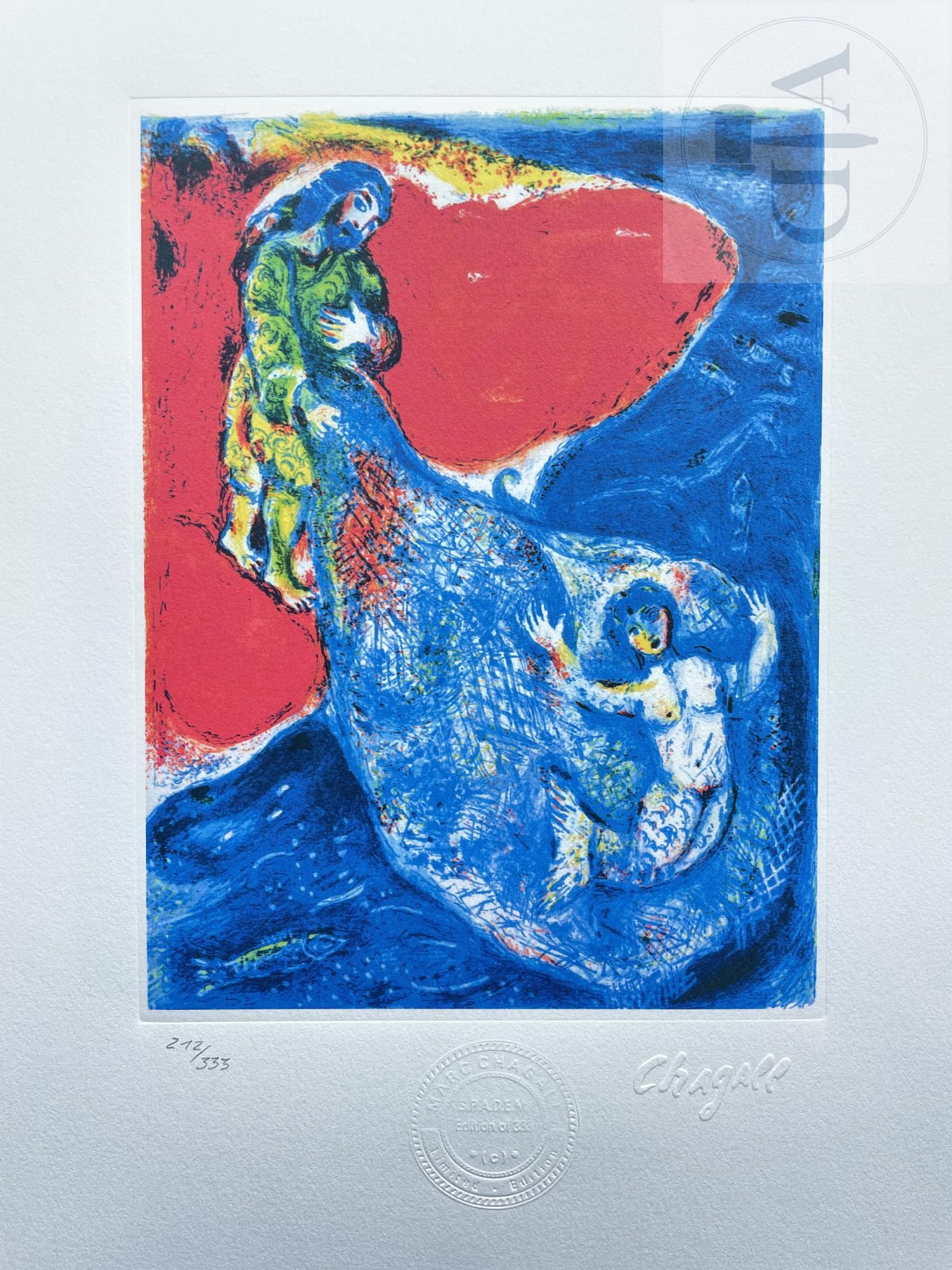Null Chagall/Lithographie éditée en 1985 et n°/333 ex. Etat neuf. 33 X 38 cm