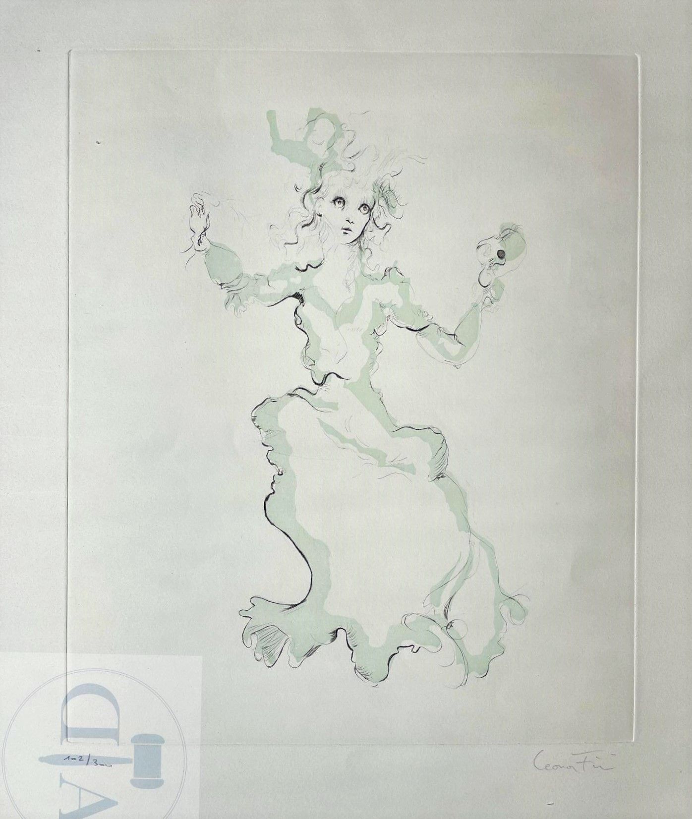 Null 莱昂诺-菲尼/石版画《带着虚荣心的女人》，1980年左右。 签名和编号/300前TBE+。 65 X 50厘米