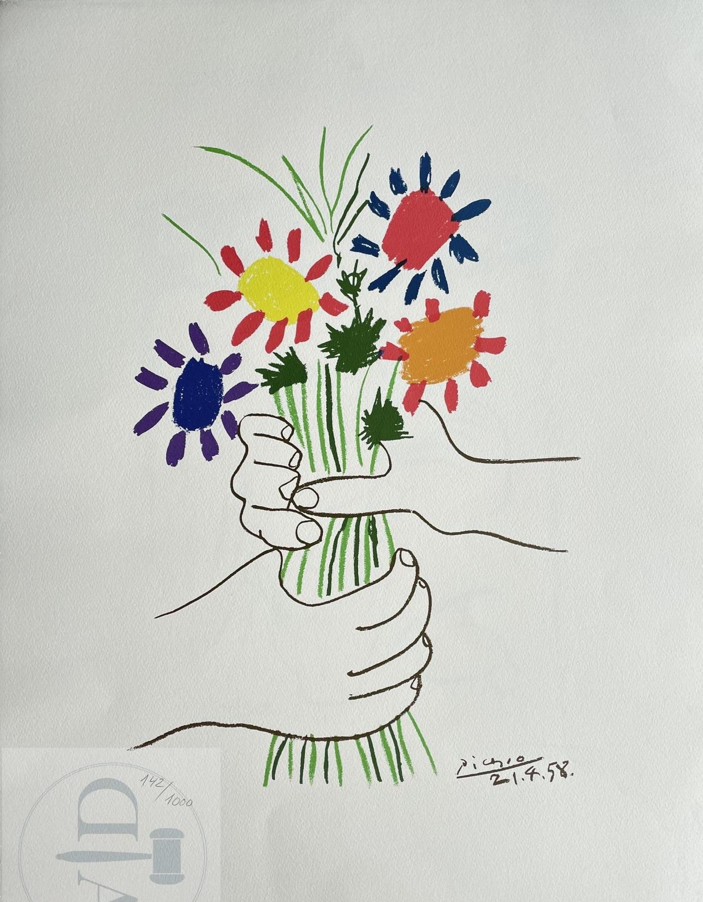 Null 毕加索/石版画 "Le bouquet"，1983年出版，编号1000，全新。