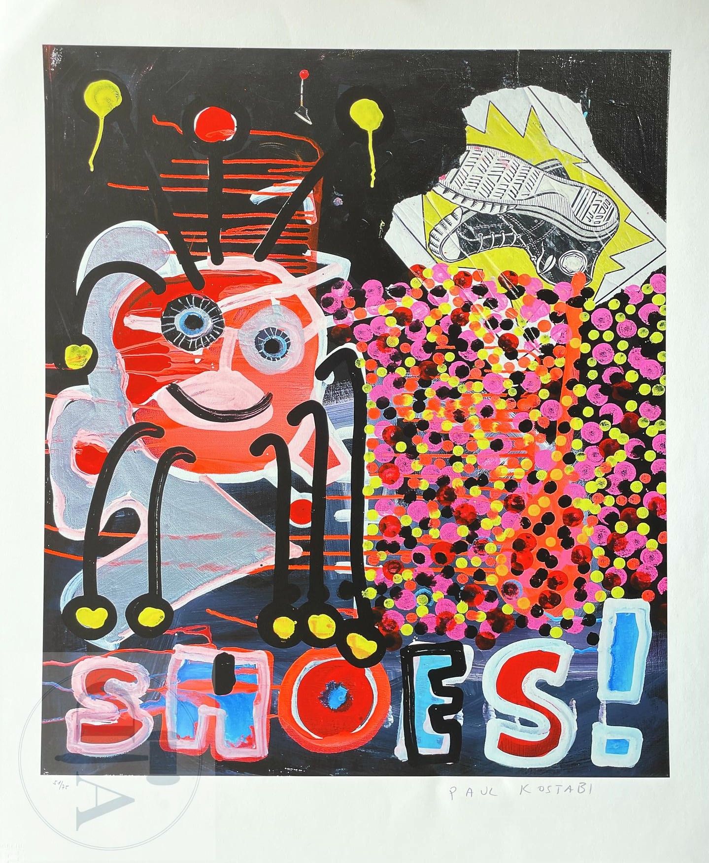 Null Kostabi Paul/Lithograph "Shoes!" signed and numbered/75 copies. Mint condit&hellip;