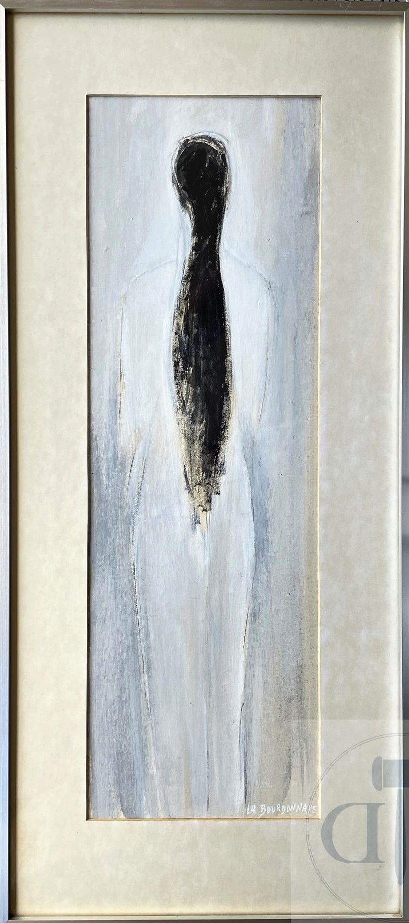 Null De La Bourdonnaye/原创作品 "Ni-ô""从背后说明一个女人。 水粉画，约1973年签署。 罕见。 TBE+。 带玻璃的原始质量框架&hellip;