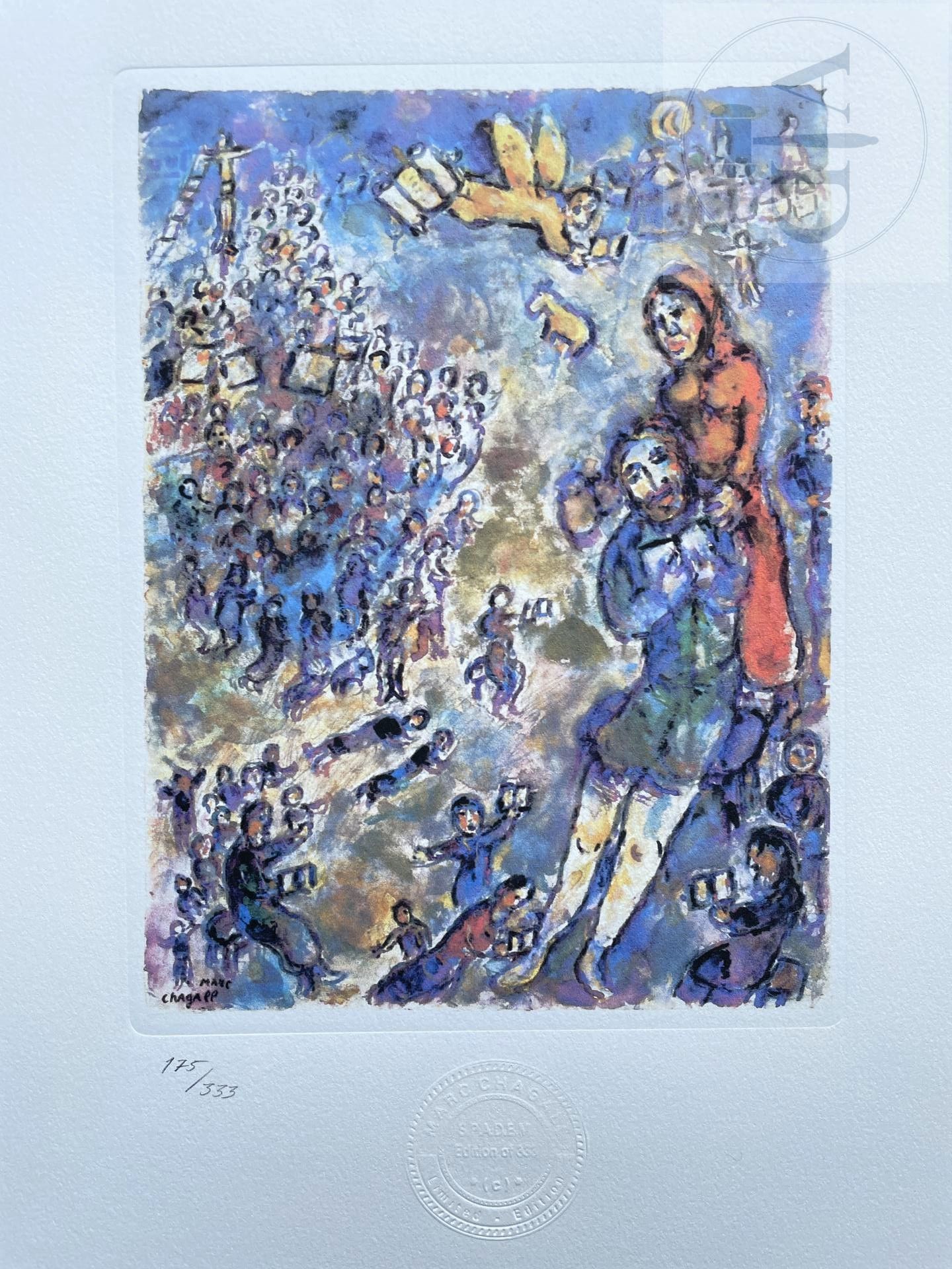 Chagall/Lithographie éditée en 1985 et n°/333 ex. Etat neuf. 33 X 38 cm