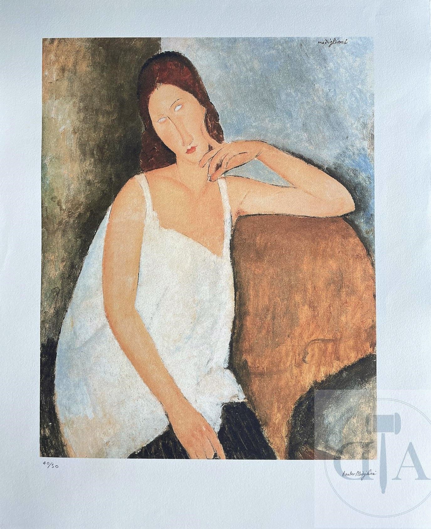 Null Modigliani/Lithographie éditée par "Georges Israel". N°/50 ex. Cachet "Gale&hellip;