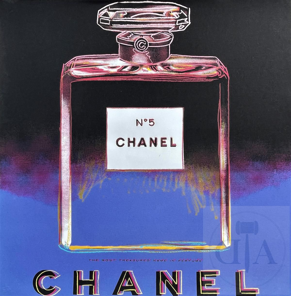 Null Andy Warhol/Ads. Lithographie illustrant une pub "Chanel n°5" dans une pale&hellip;