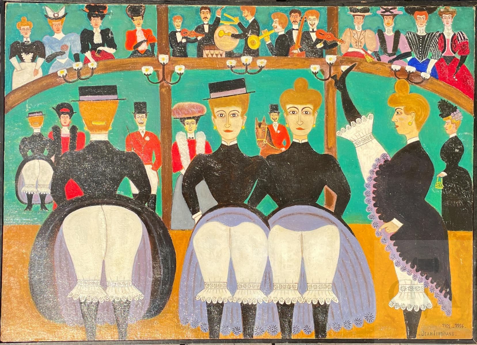 Null 让-费迪南/原创作品，描绘女士们跳舞 "le chahut-cancan"。 布面油画，有签名和日期1955-1956。 TBE，画布背面有2个补丁，&hellip;