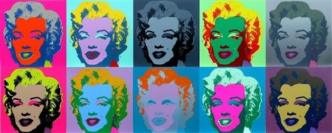 Null Andy Warhol/Marilyn diptych. Set of 10 serigraphs illustrating the portrait&hellip;