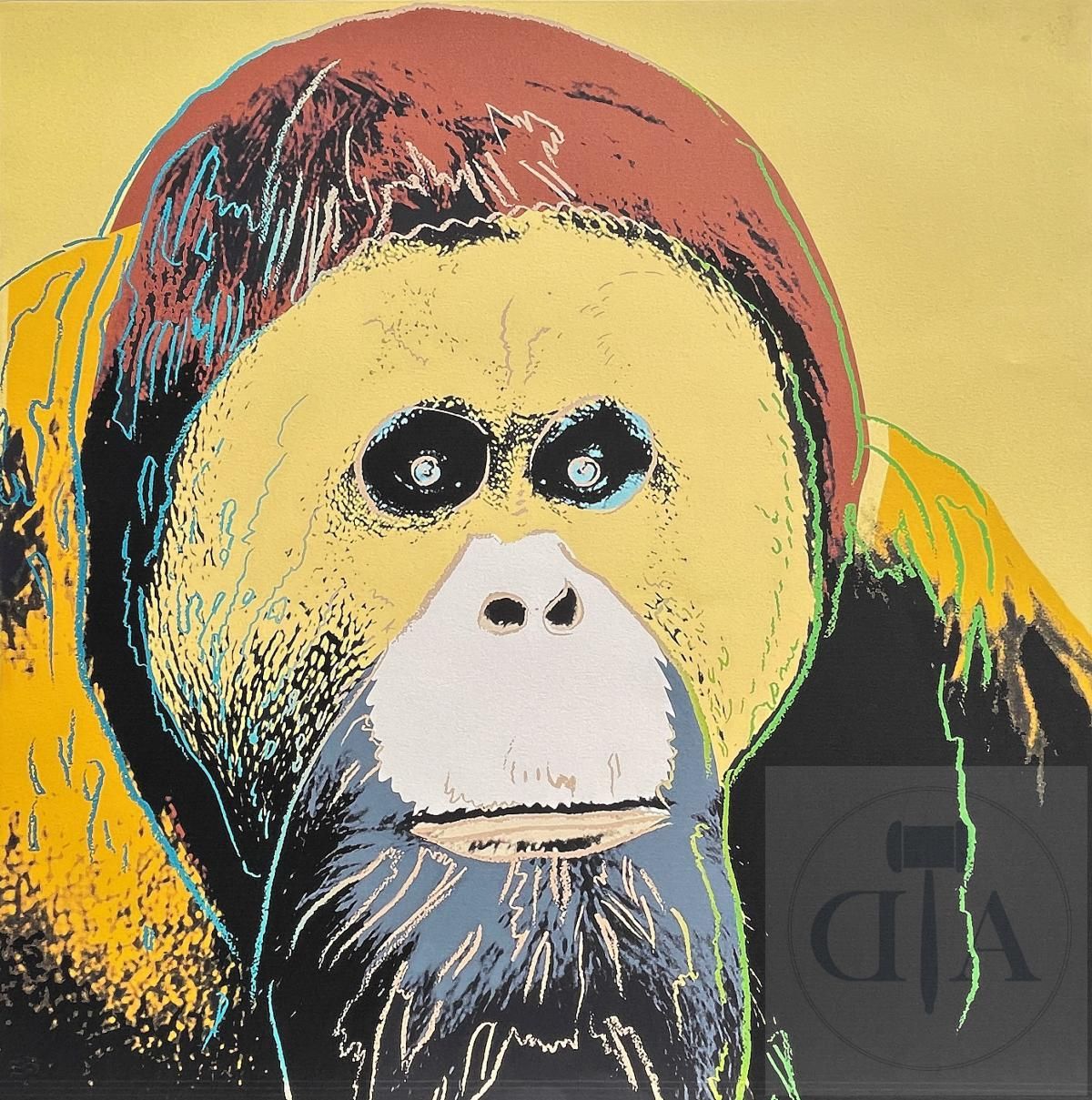 Null Andy Warhol/Endangered species. Lithographie illustrant un "Orang-outan" da&hellip;