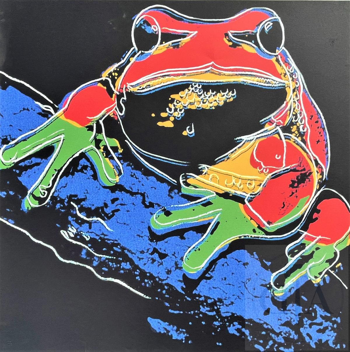Null 安迪-沃霍尔/濒临灭绝的物种。 石版画，以多色调的方式说明青蛙 "松林树"。 1983年左右由罗纳德-费尔德曼出版。 背面有印章+"Lenox博物馆委&hellip;