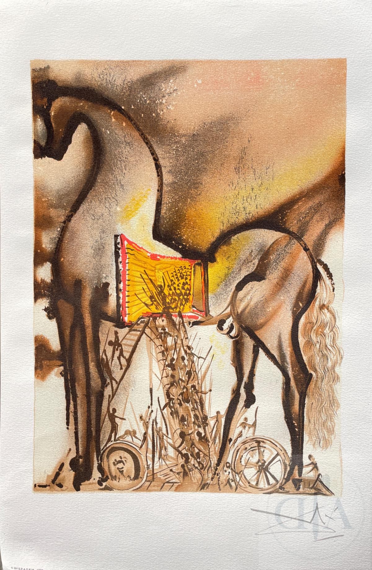 Null Salvador Dali/Dalis Pferde. Lithographie "Le cheval de Troie" herausgegeben&hellip;