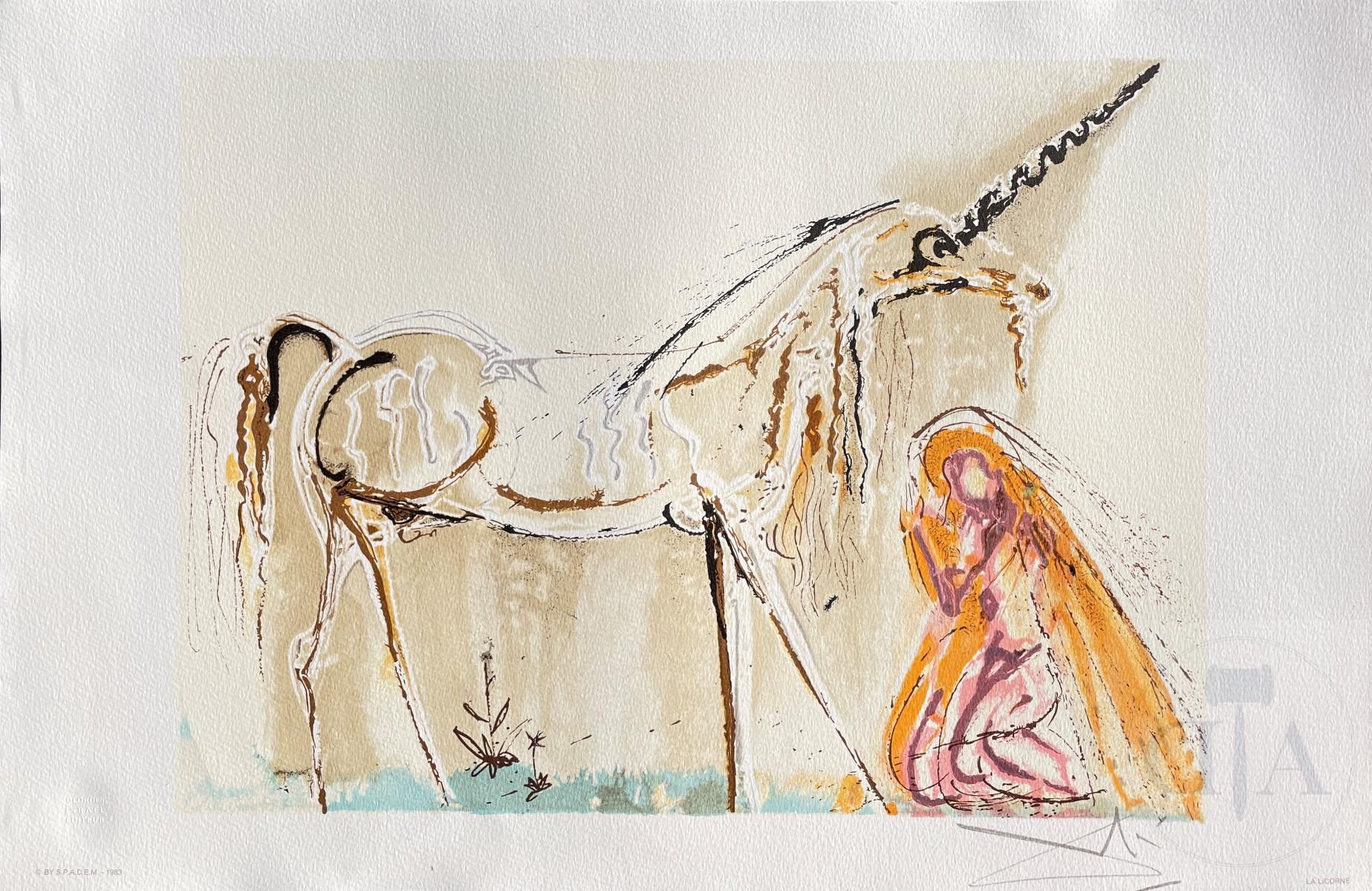 Null 萨尔瓦多-达利/达利的马。 1983年左右在SPADEM的支持下，由 "Armand et George Israël "出版的石版画 "La Lic&hellip;