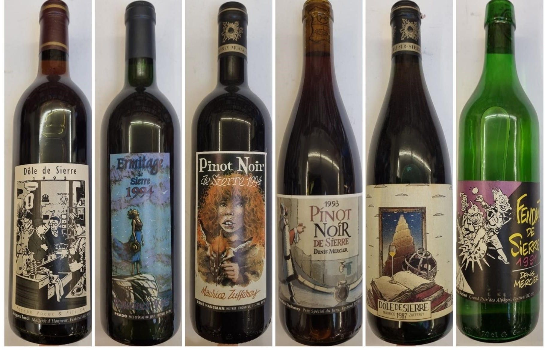 Null 一套12瓶来自Sierre地区的瑞士葡萄酒，在1988年至1995年间为漫画节生产。 TBE+。 罕见的。