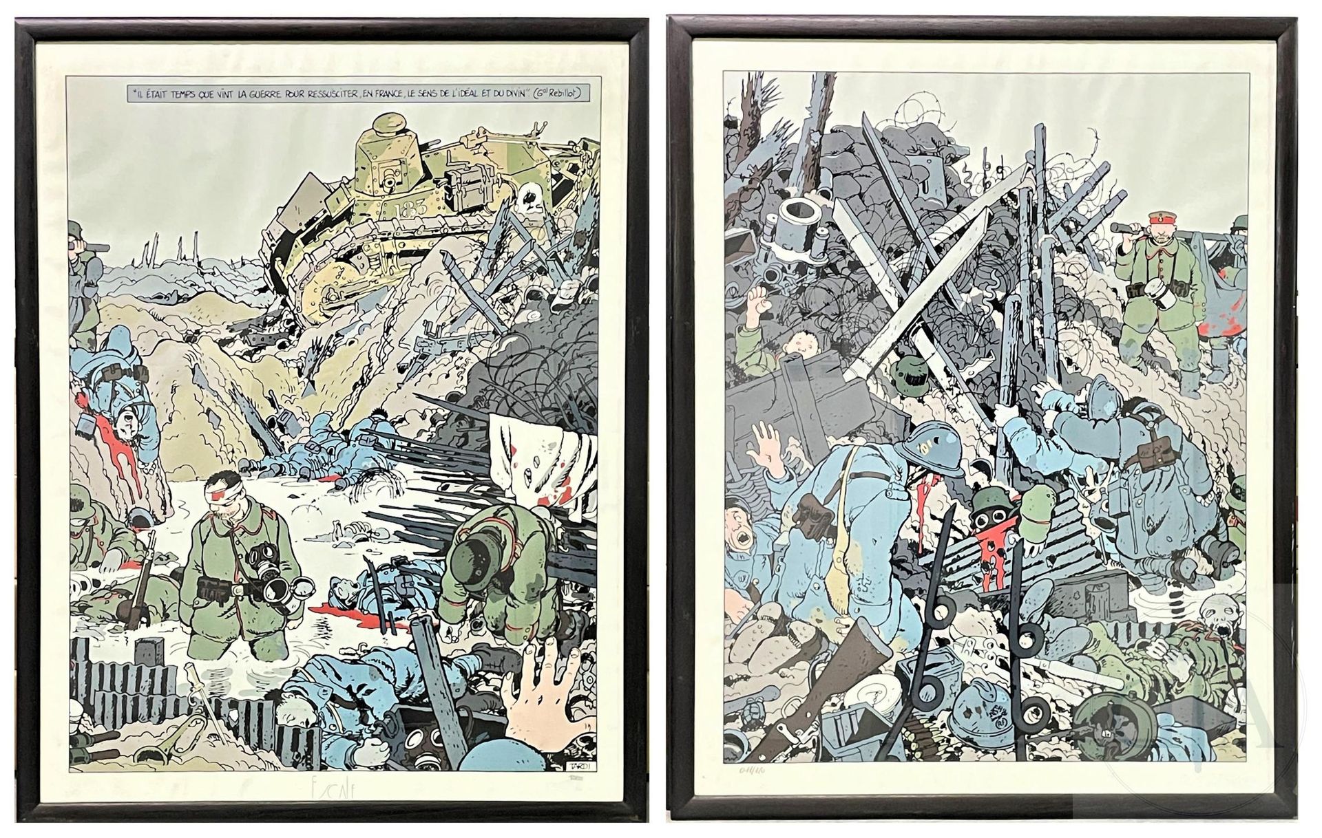 Null Tardi/La grande guerre (Der große Krieg). Paar großformatige Serigraphien "&hellip;