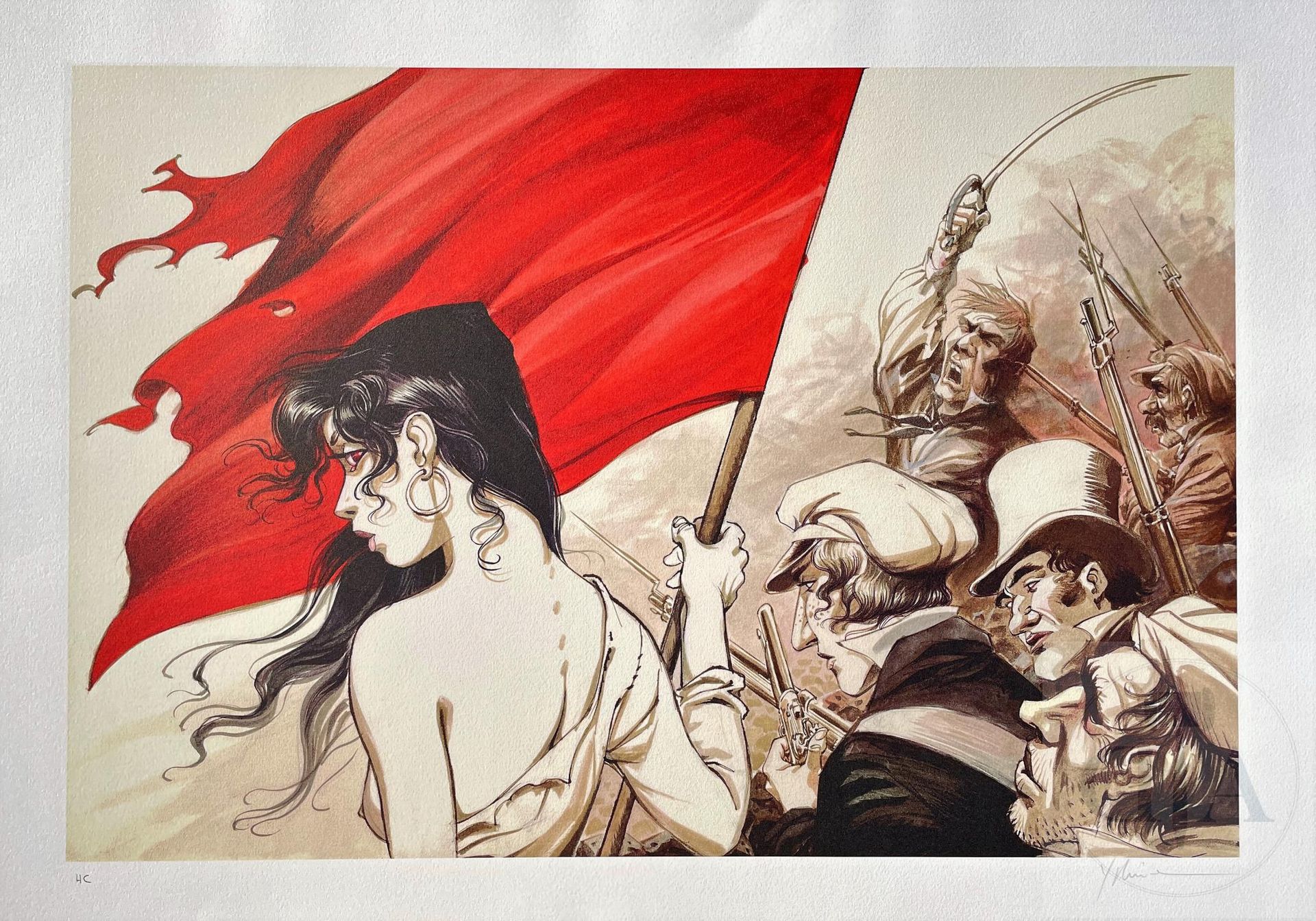 Null 耶斯莱尔/桑布雷。 胶印版画 "Le drapeau rouge"，有签名和编号HC。 2011年由Champaka出版。 新的状态。80 X 60厘&hellip;