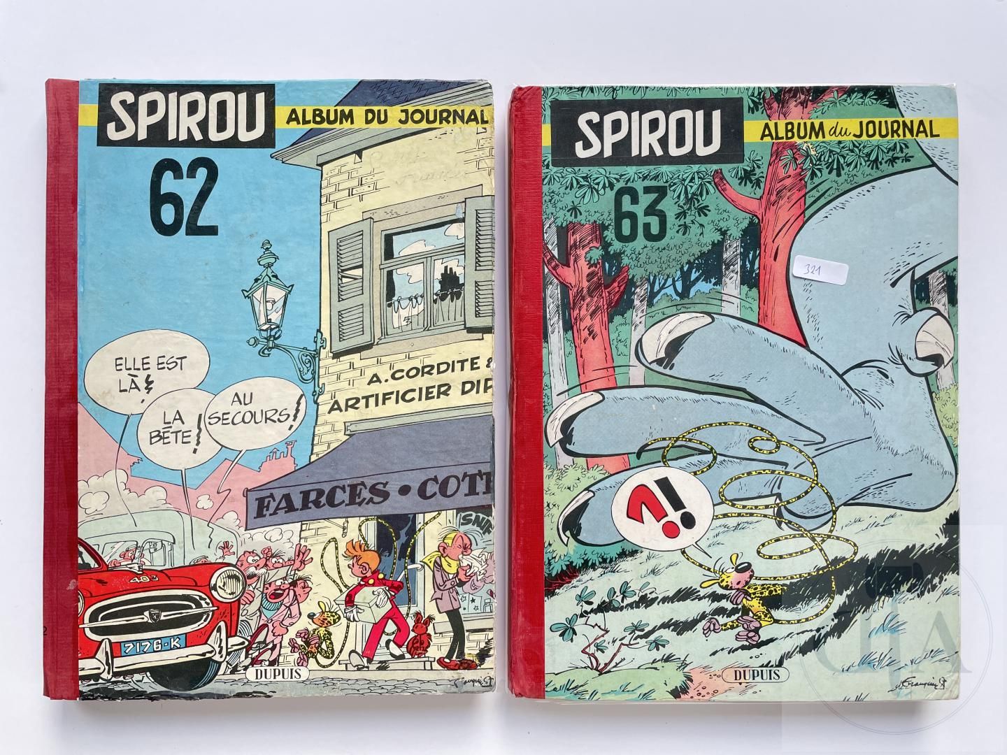 Null Le journal de Spirou/Reliure editeur n°62+63 of 1957. 完整的状态良好。 旧的修复：重做边缘