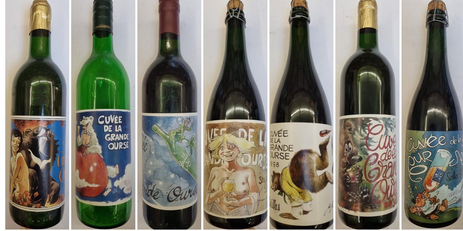 Null Set of 10 bottles "Cuvée de la Grande Ourse" decorated by the following aut&hellip;