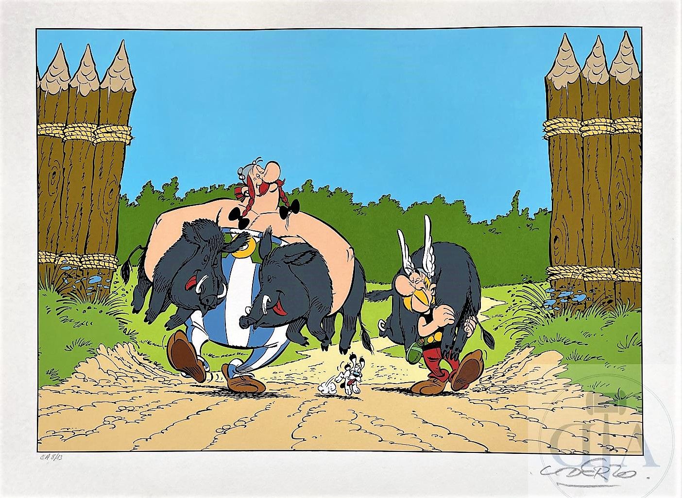 Null Uderzo/Asterix e Obelix. Serigrafia "Retour de chasse" firmata e n°/199 ex.&hellip;