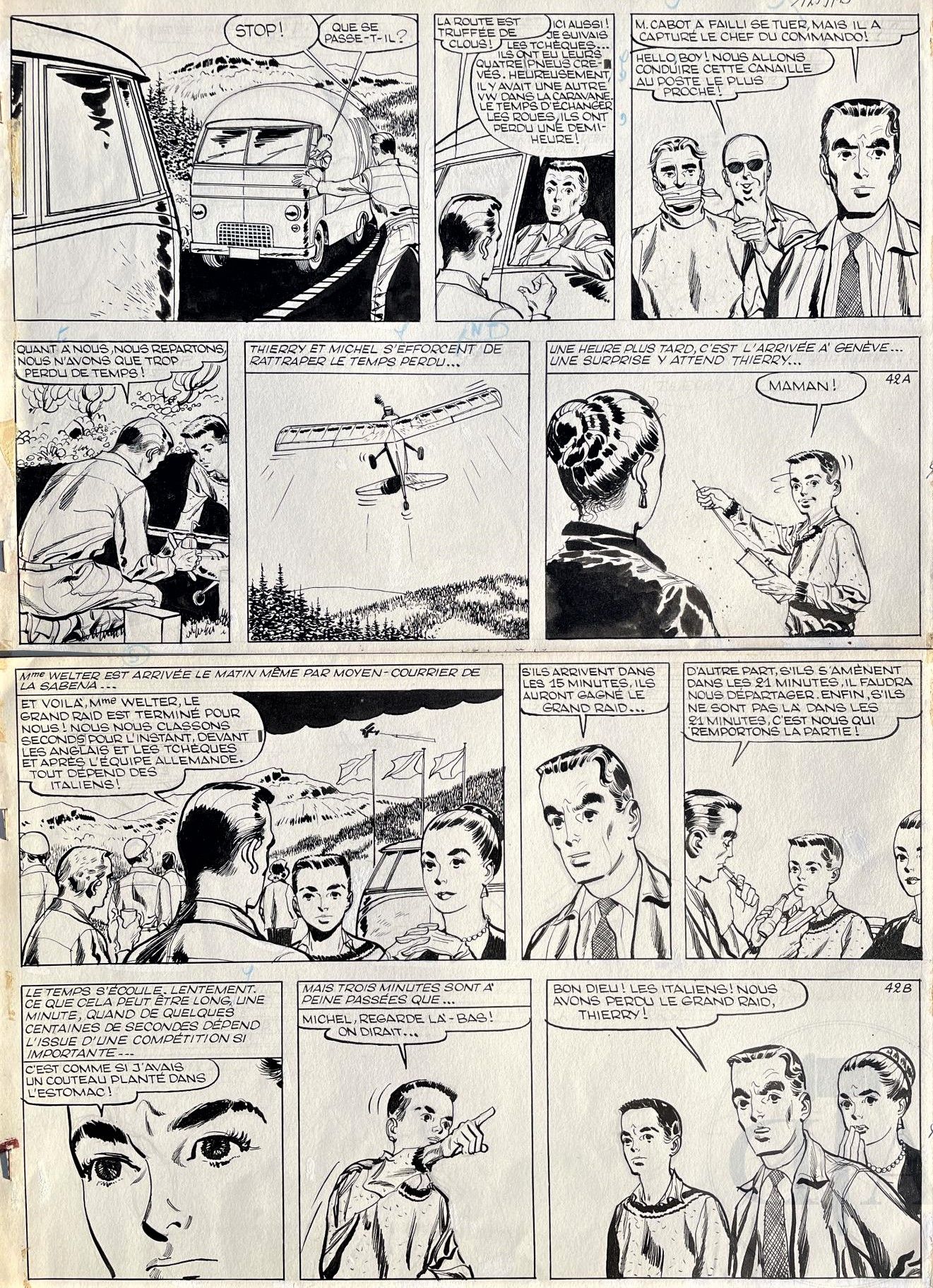 Null 皮罗顿/米歇尔和蒂埃里。 1962年首次在《斯皮鲁报》上发表的《大突袭》画册的第42号原版。 包括涂色。 印度墨水和石墨。 罕见的。TBE+。 53 &hellip;