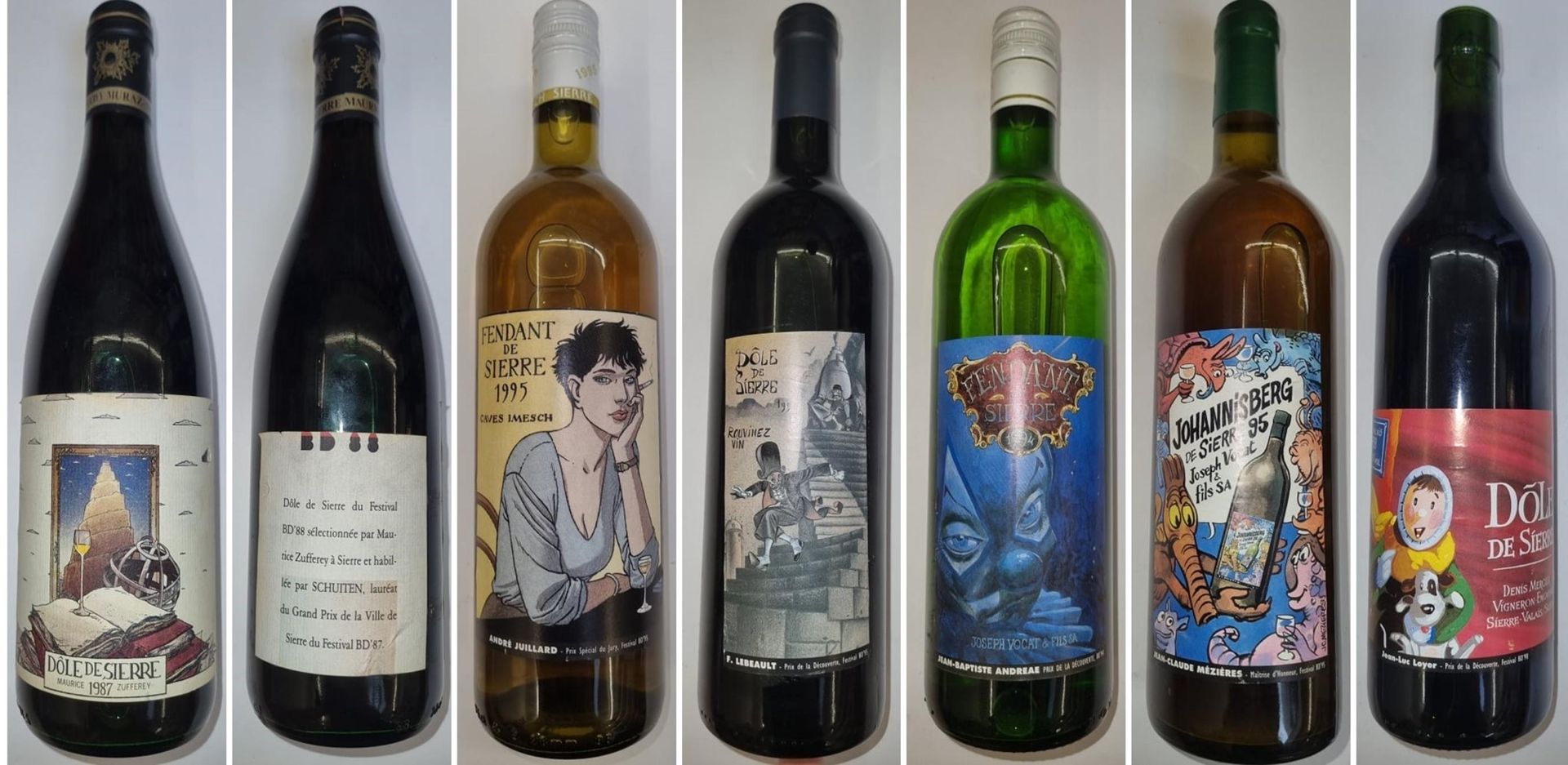 Null 一套12瓶来自Sierre地区的瑞士葡萄酒，在1988年至1995年间为漫画节生产。 TBE+。 罕见。
