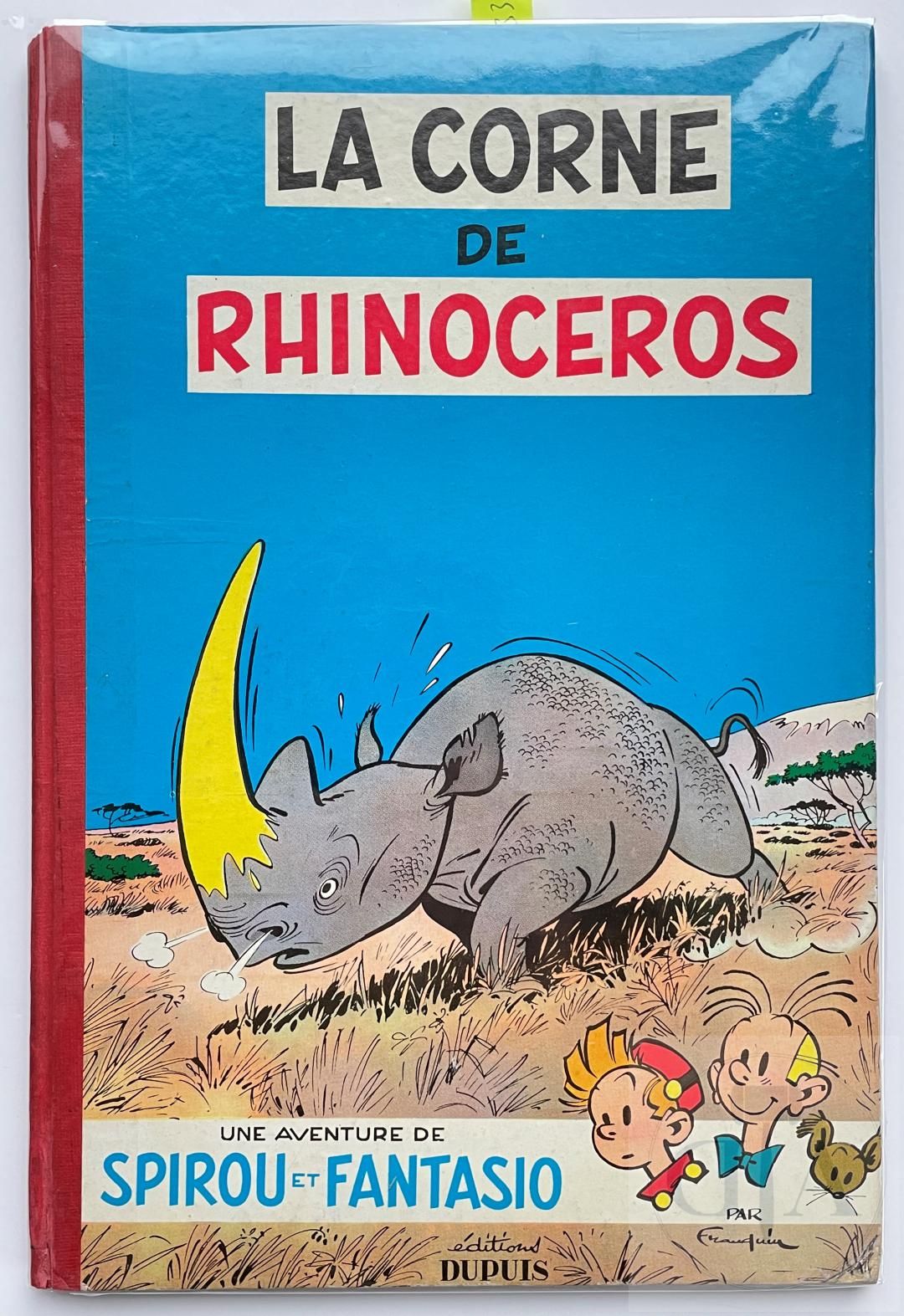 Null 弗朗昆/斯皮鲁和方塔西奥。 专辑T6 "La corne de rhinocéreos "比利时EO，1955年，有旧的修复。 板：TBE修饰和书脊。&hellip;
