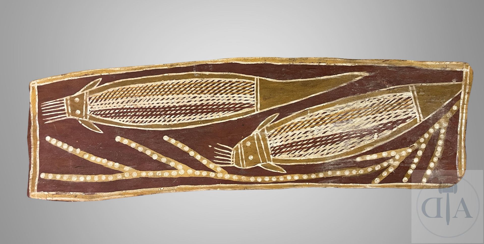 Null Océanie/Bararangu Robert (1933). Peinture Aborigène illustrant des poissons&hellip;