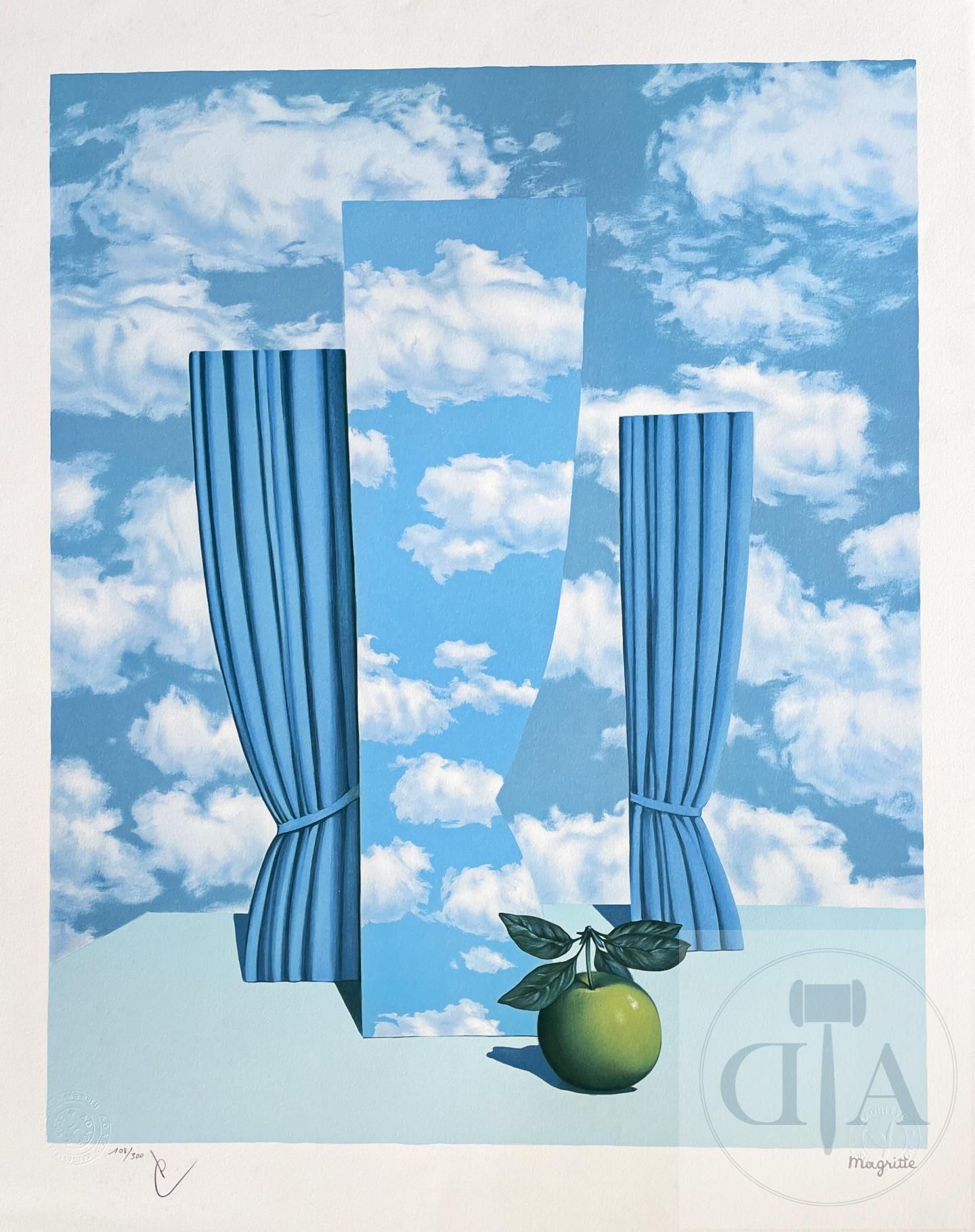 Null Magritte/Lithographie "Le beau monde" éditée en 2007 avec cachet "successio&hellip;